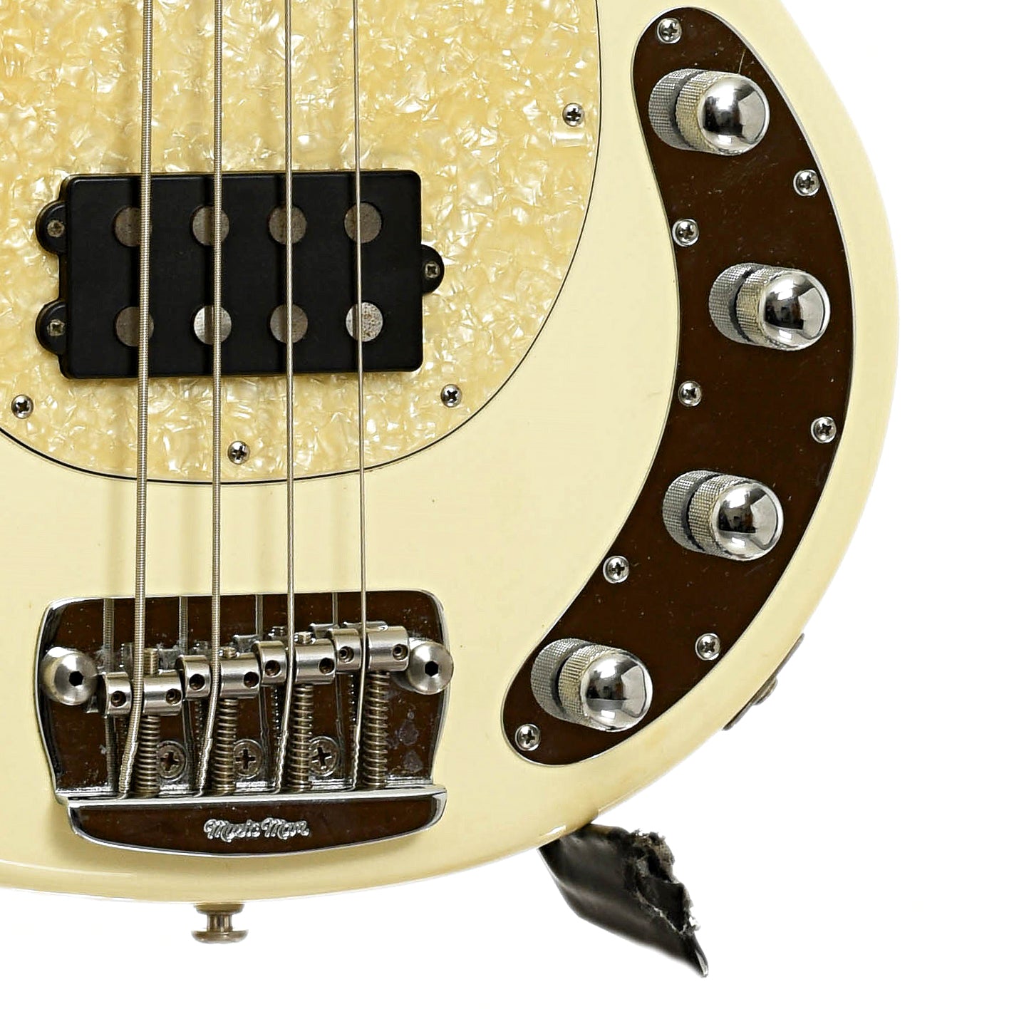 Bridge and controls of Ernie Ball Music Man Stingray 4-String Electric Bass