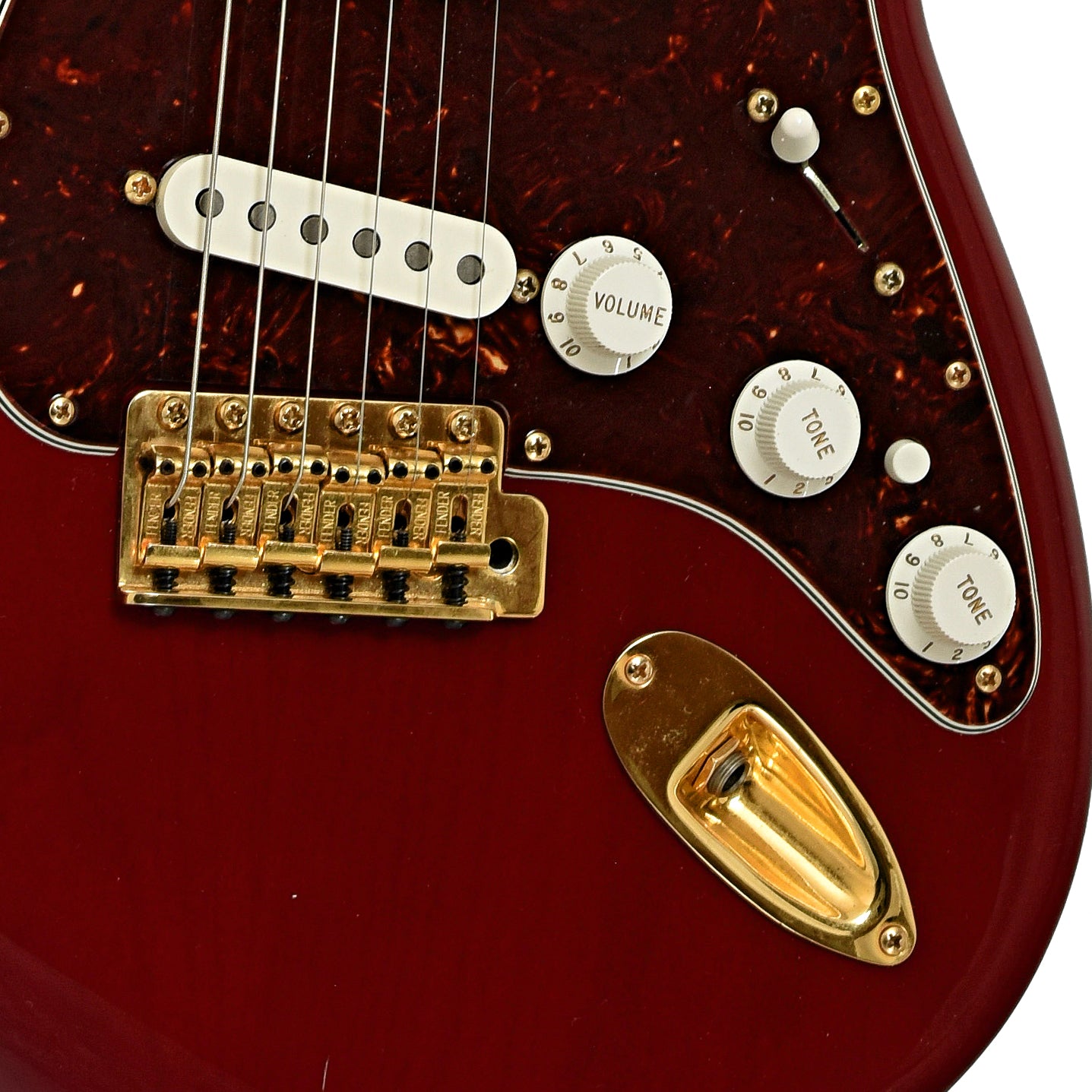 Bridge of Fender Deluxe Player Stratocaster Electric Guitar 