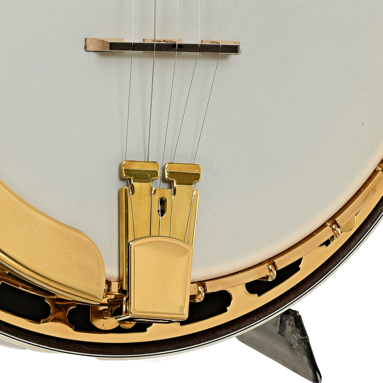 Bridge and tailpiece of Sullivan Vintage 35 Gold Flying Eagle Resonator Banjo 