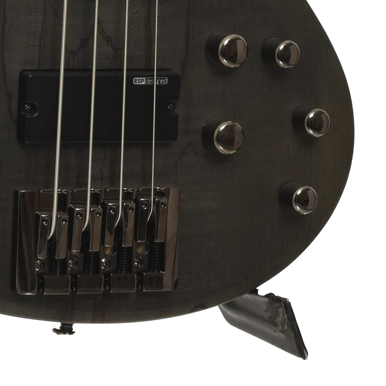 Bridge and controls of ESP LTD B-204 Electric Bass 