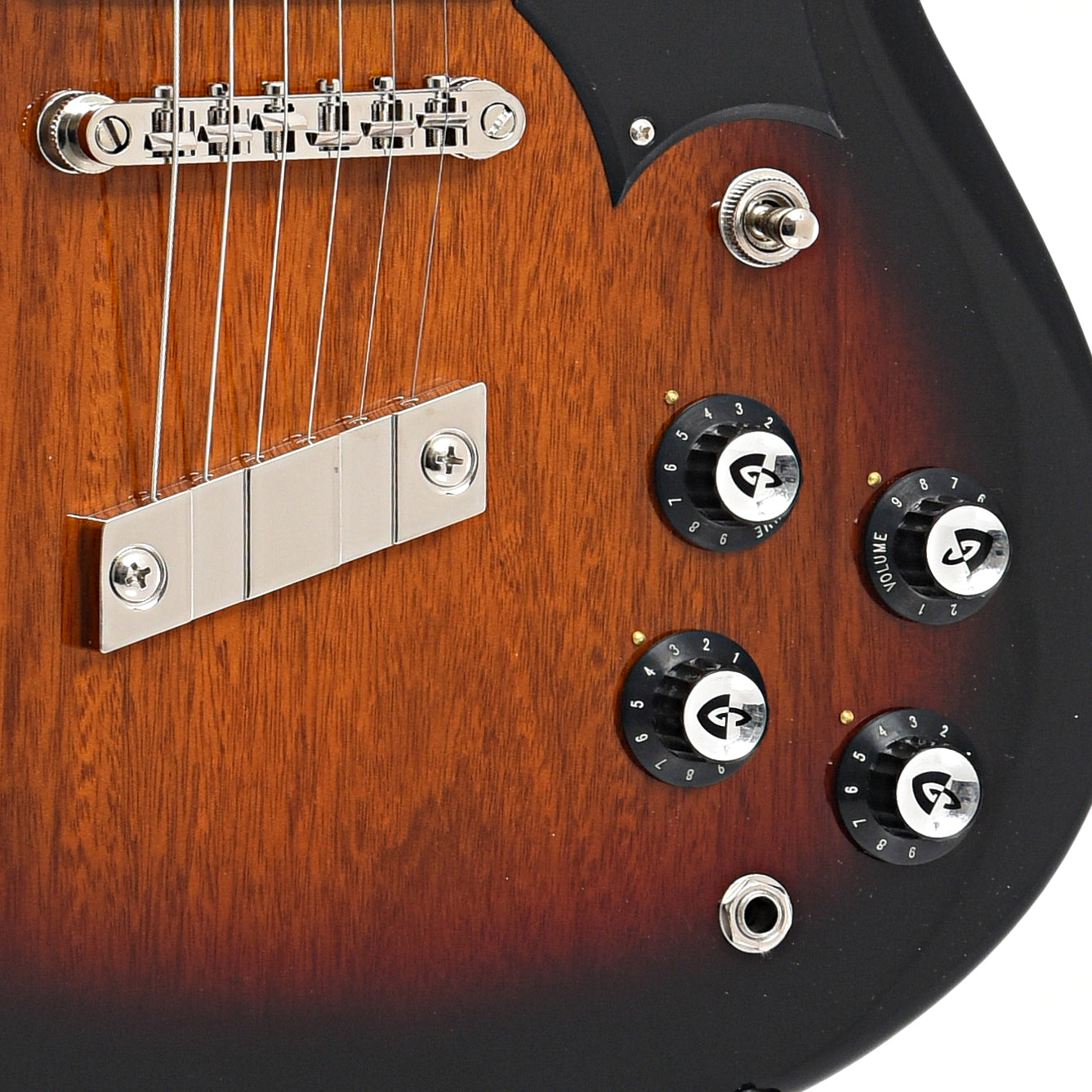 Tailpiece, Bridge and controls of Guild Polara Deluxe Electric Guitar, Vintage Sunburst