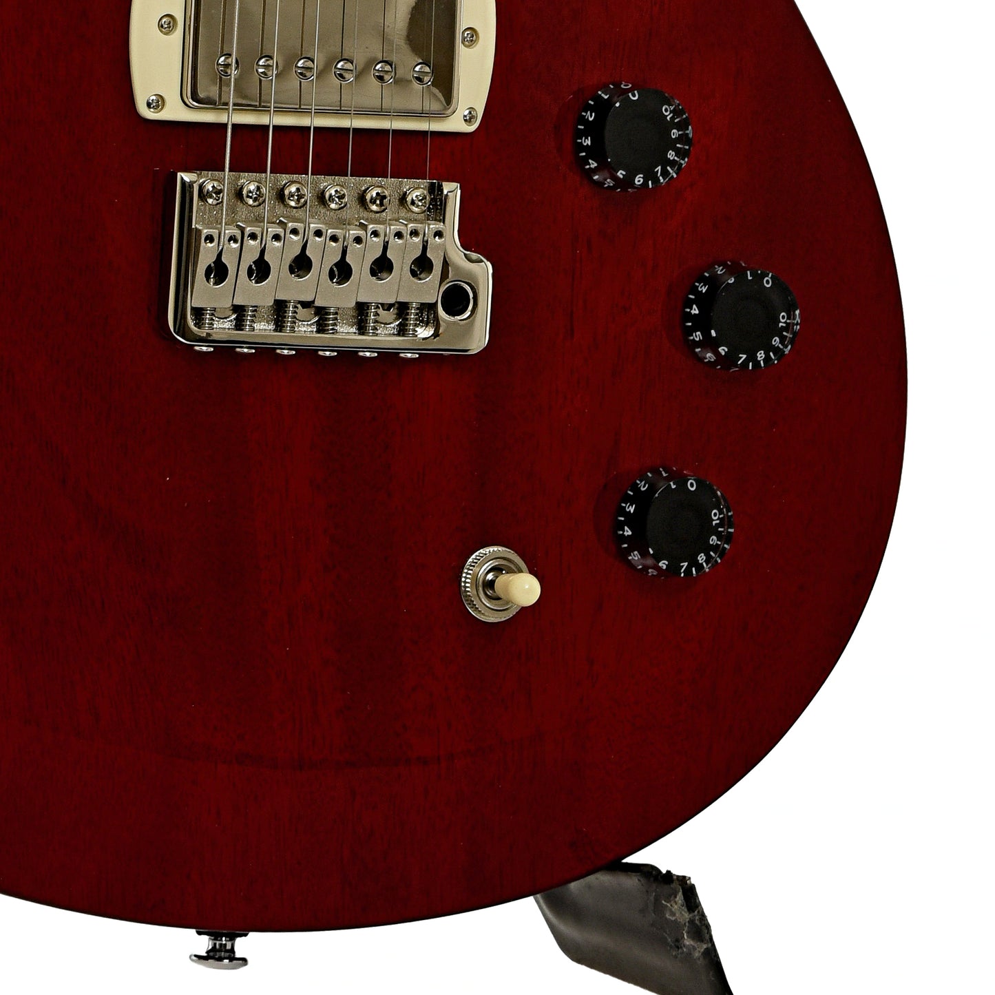 Bridge and controls of PRS SE DGT Standard Vintage Cherry Electric Guitar