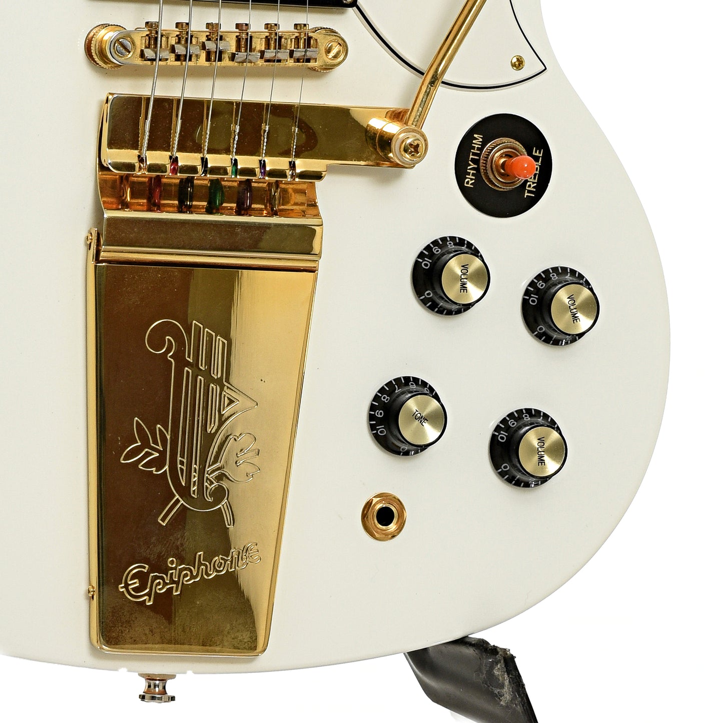 Bridge and controls of Epiphone Les Paul Custom (SG) 61' Limited Edition