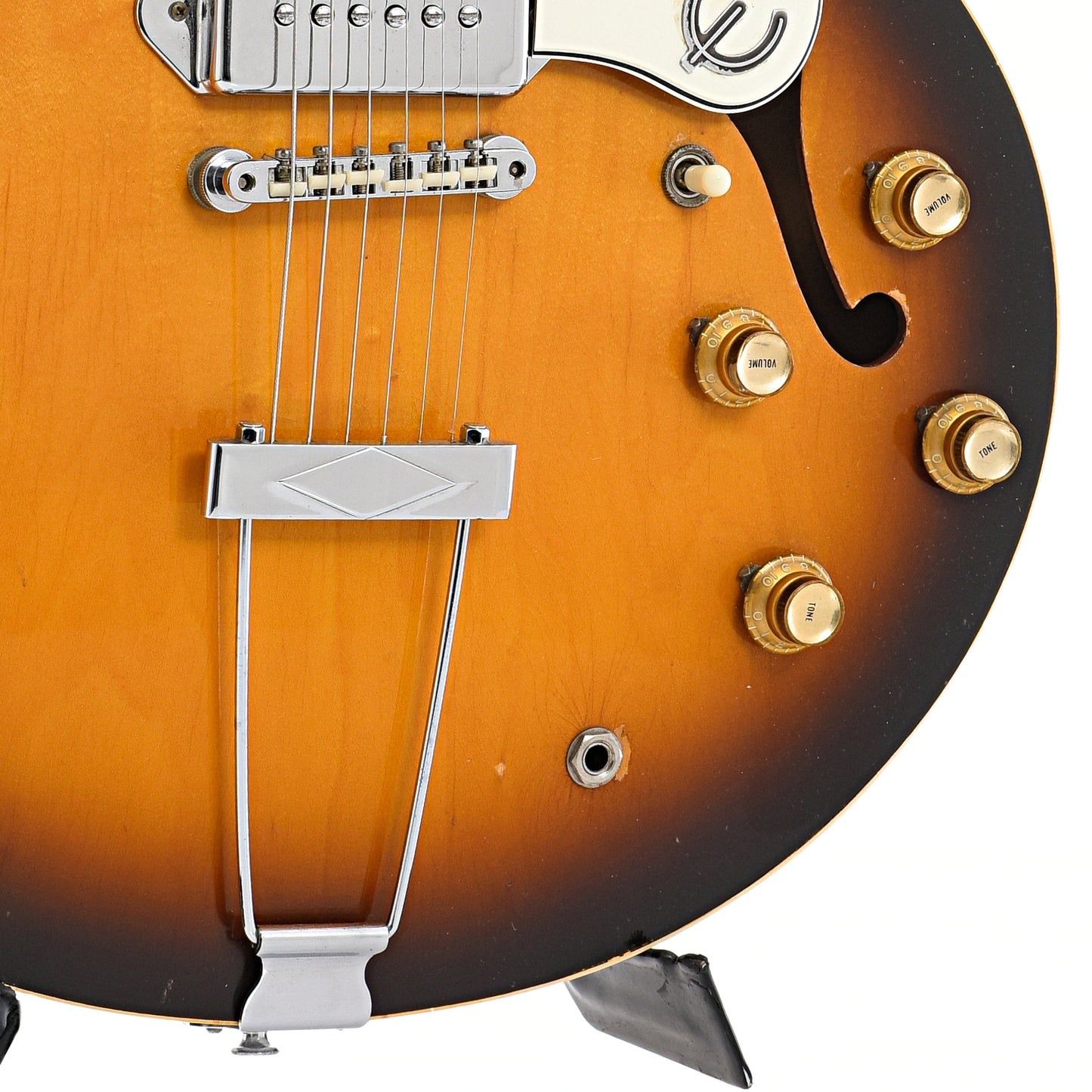 Tailpiece, bridge and controls of Epiphone E230TD Casino Hollow Body Electric Guitar (c.1966-69)