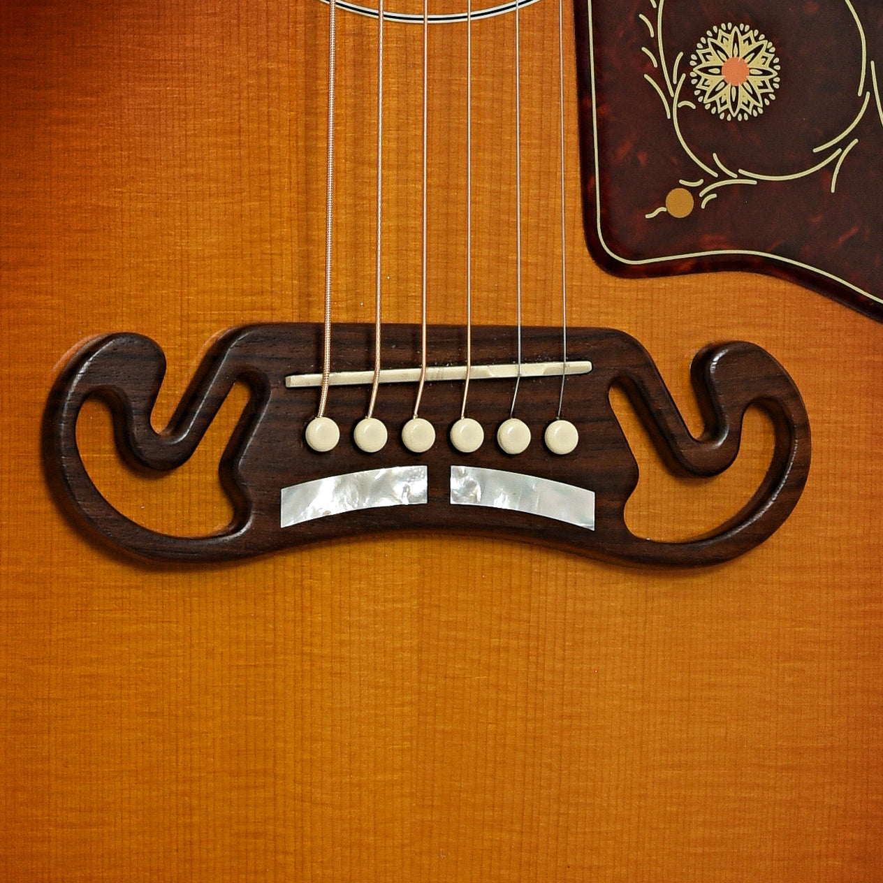 Bridge of Gibson SJ-200 Standard Acoustic-Electric Guitar 