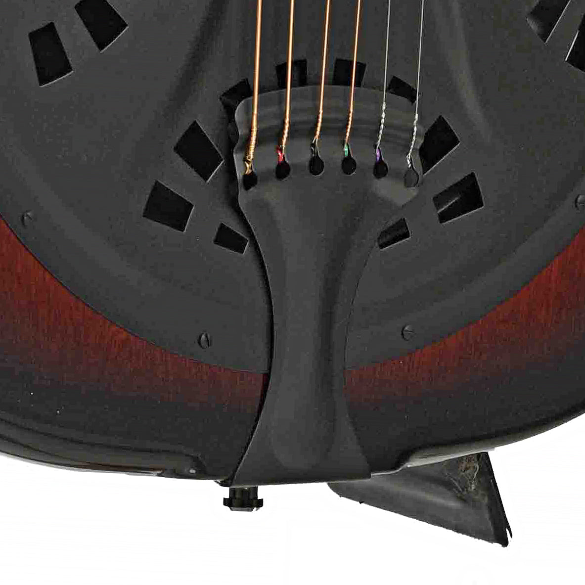 Tailpiece of Beard Belle Squareneck Resonator Guitar & Case, Black Satin Hardware