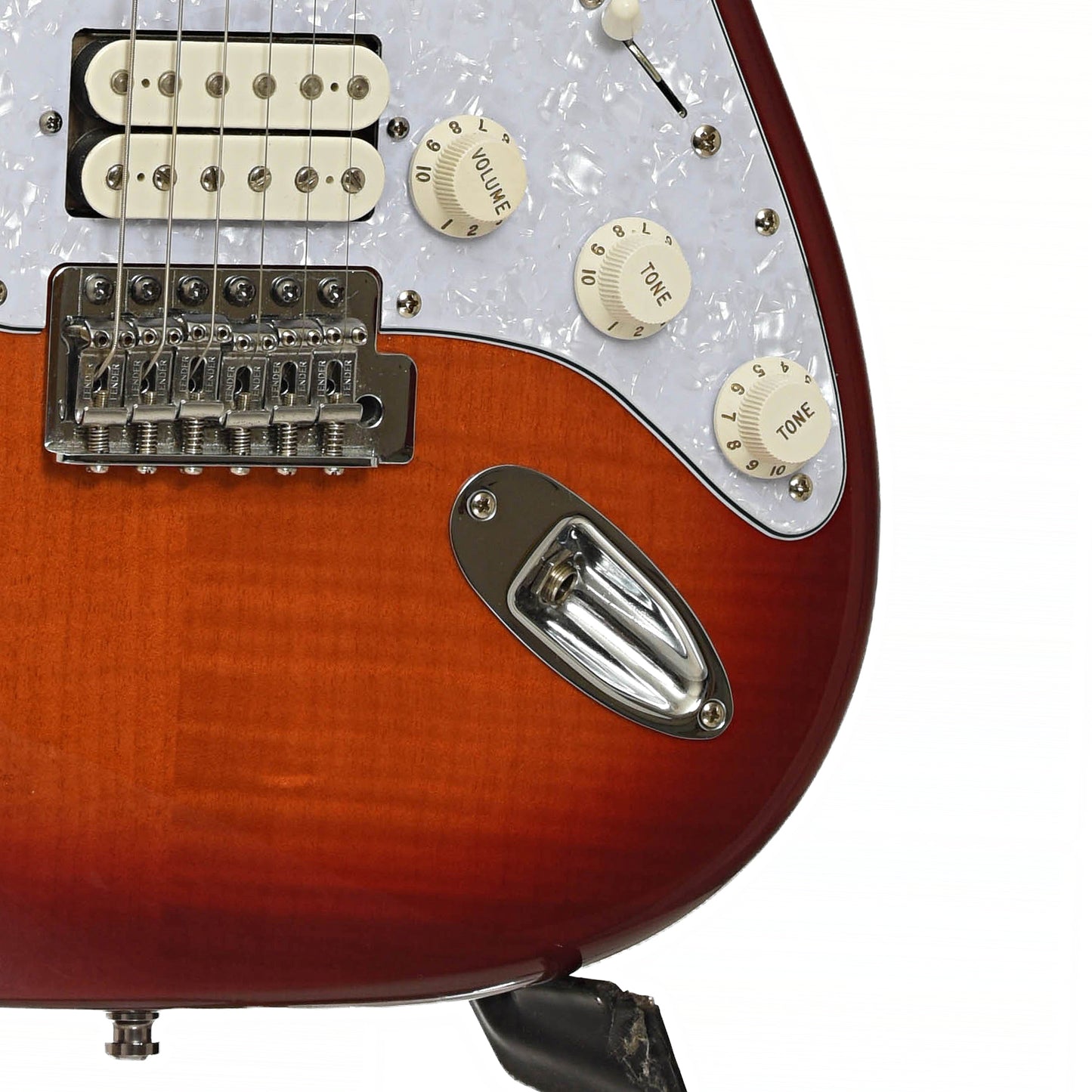Brodge and controls of Fender Standard Stratocaster HSS Plus Top Electric Guitar