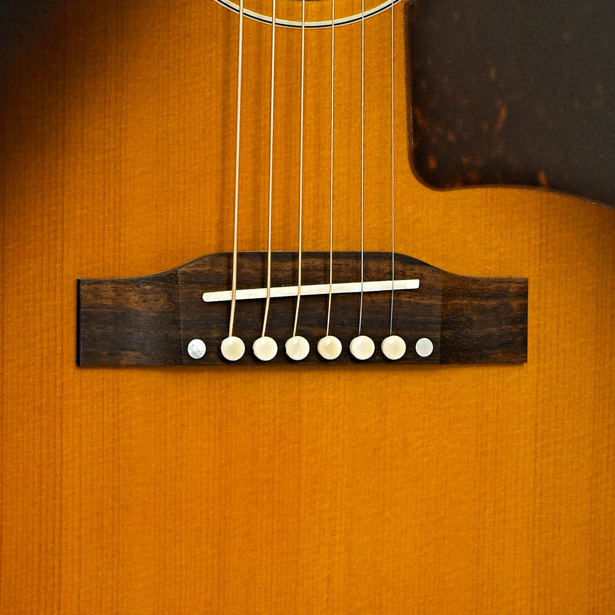 Bridge of Epiphone Inspired by Gibson J-45 Acoustic Guitar