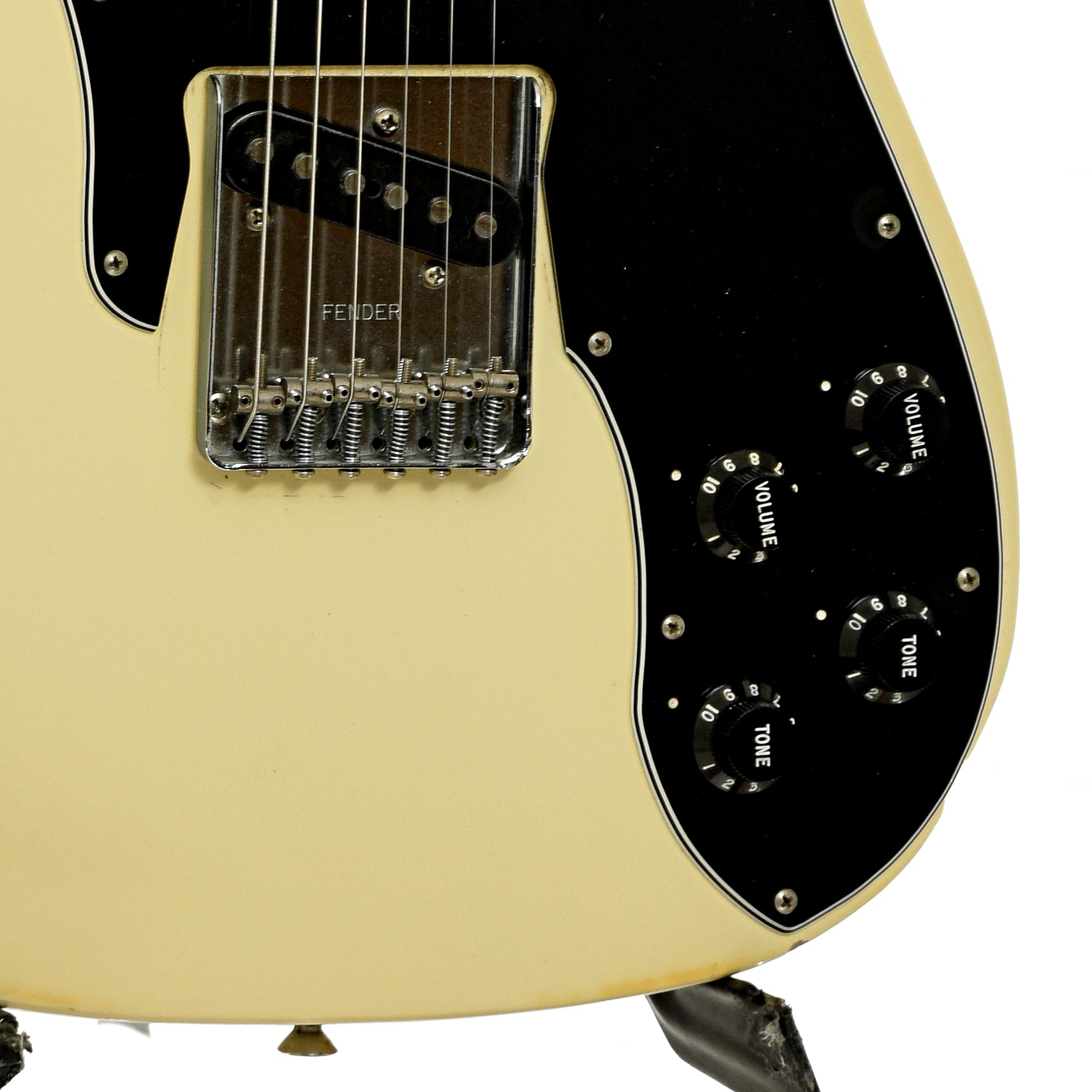 Bridge and controls of Fender Telecaster Custom Electric Guitar