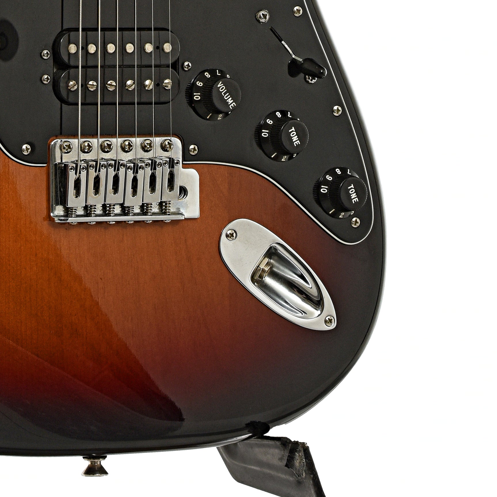 Bridge and controls of Fender American Special Stratocaster HSS Electric Guitar