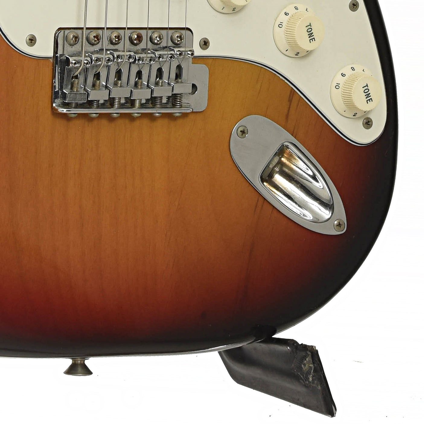 Bridge and controls of Fender Stratocaster Electric Guitar 