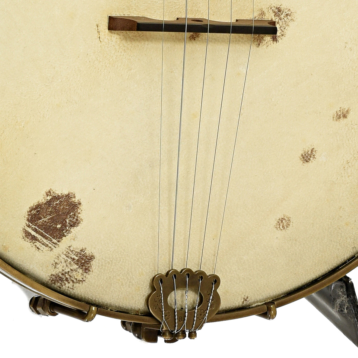Tailpiece of Brooks Masten Silverspun Custom Walnut 12" Openback Banjo