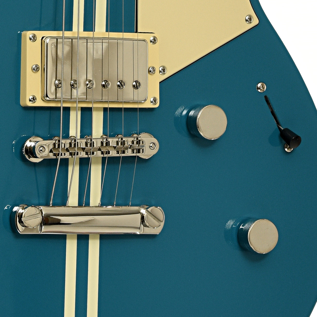 Bridge and controls of Yamaha RSE20 Revstar Element Electric Guitar, Swift Blue