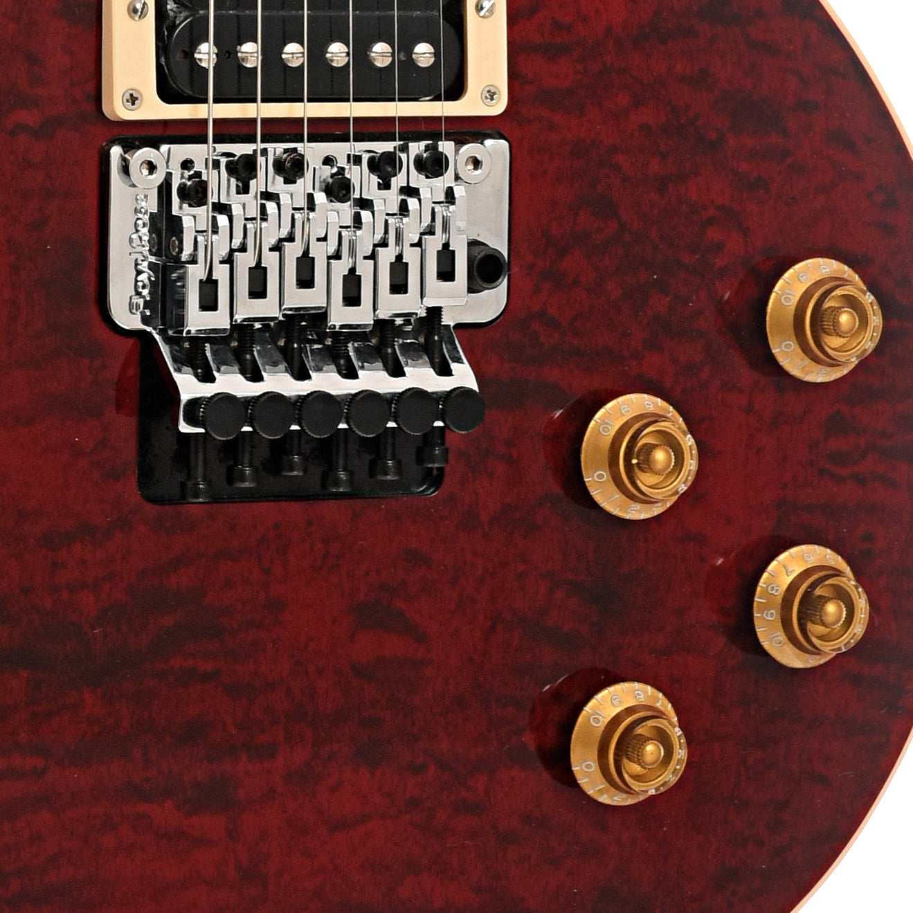 Floyd Rose Tremolo and controls of Gibson Les Paul Axcess Electric Guitar