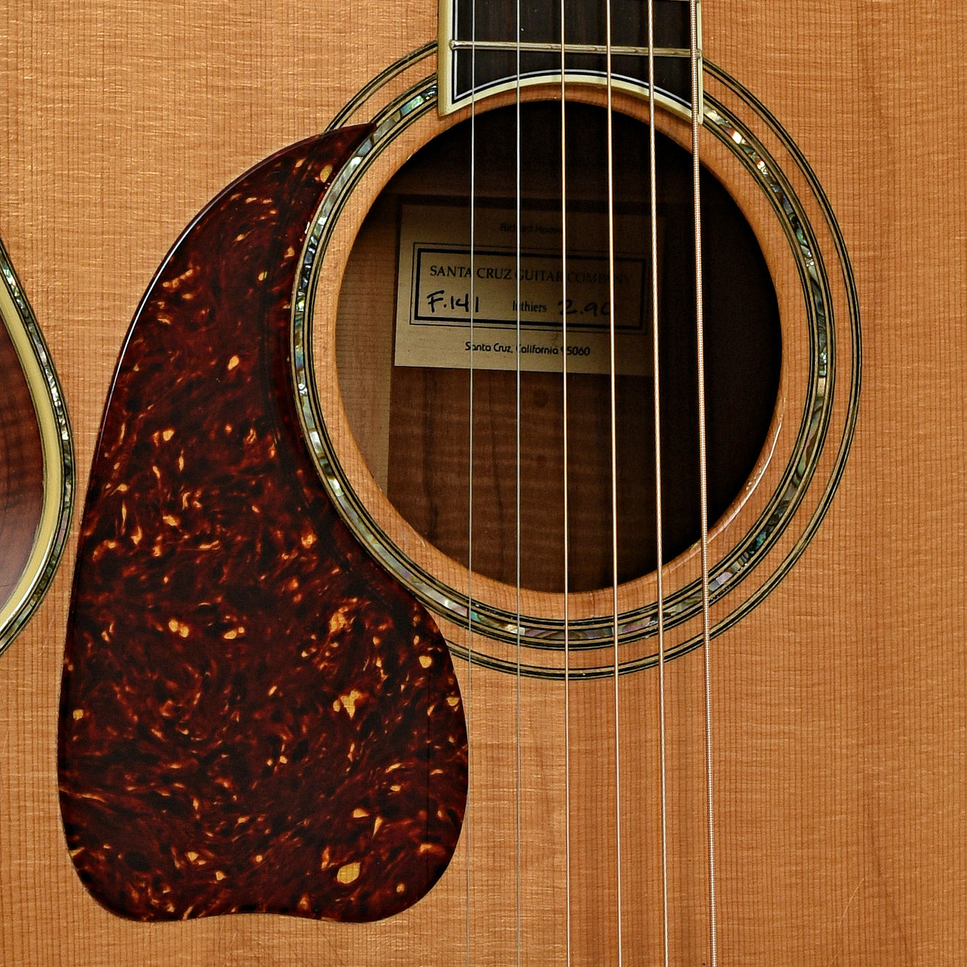 Soundhole of Santa Cruz F Koa LH Acoustic Guitar 
