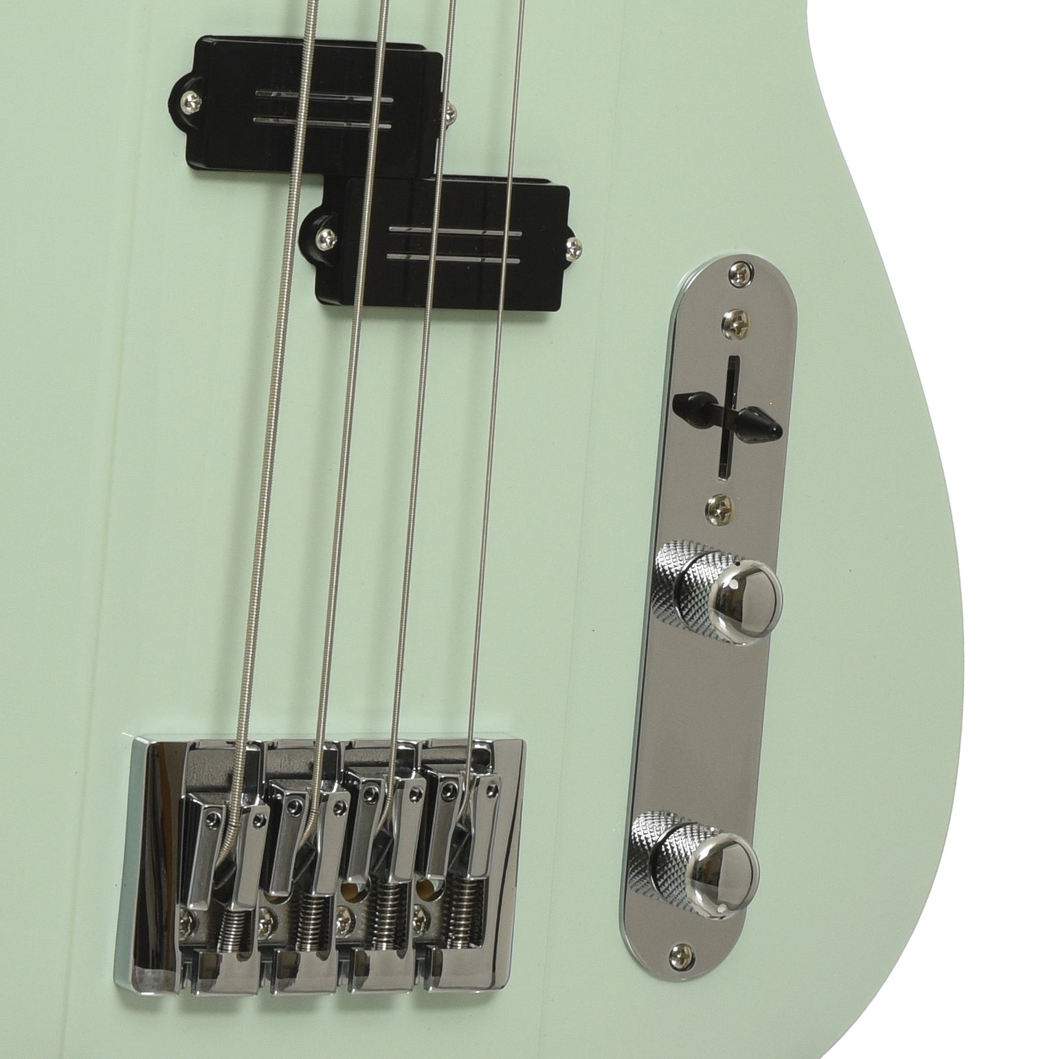 Bridge and control for Reverend Sentinel Short Scale Electric Bass Guitar, Iconic Blue