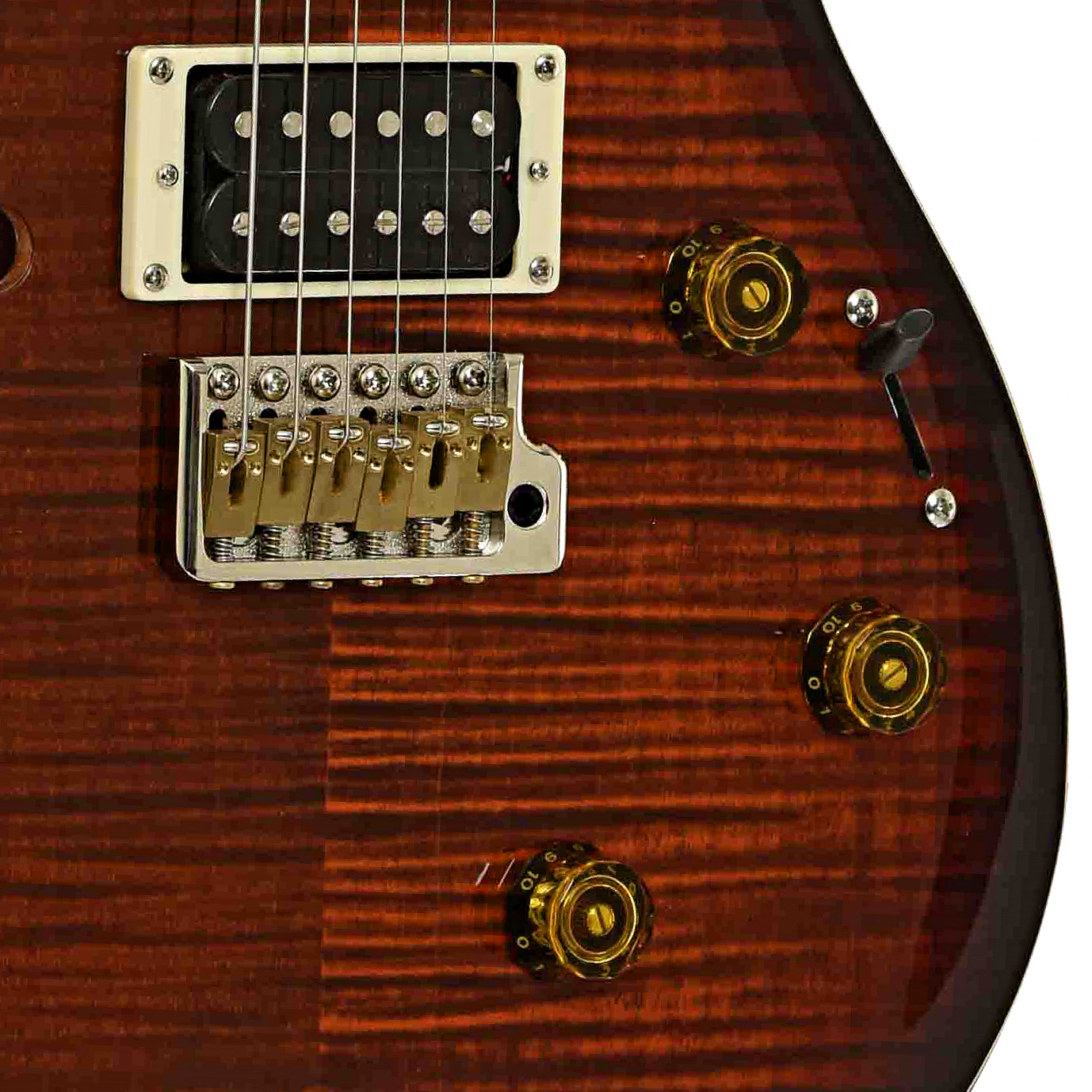 Bridge and controls of PRS SE Custom 24 Semi-Hollow Piezo Electric Guitar