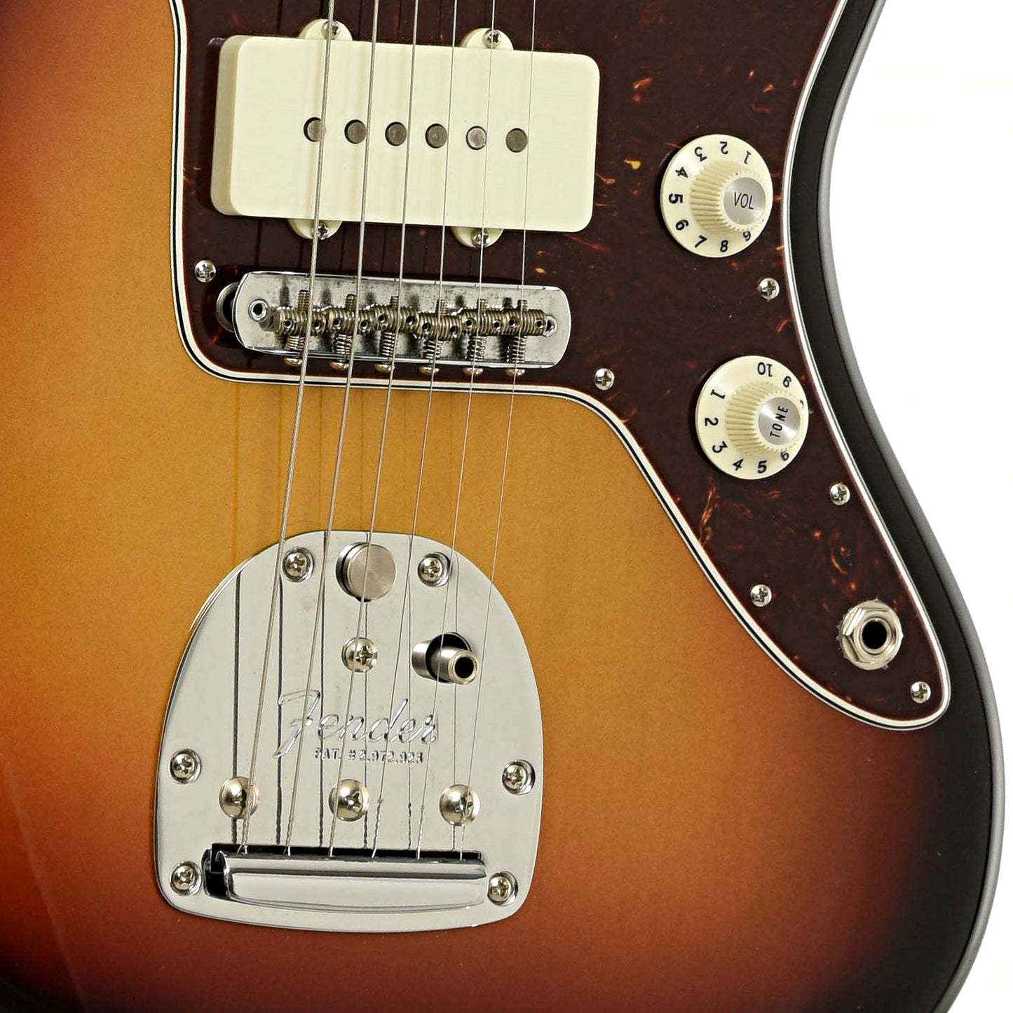 Bridge and controls of Fender American Vintage II 1966 Jazzmaster Electric Guitar