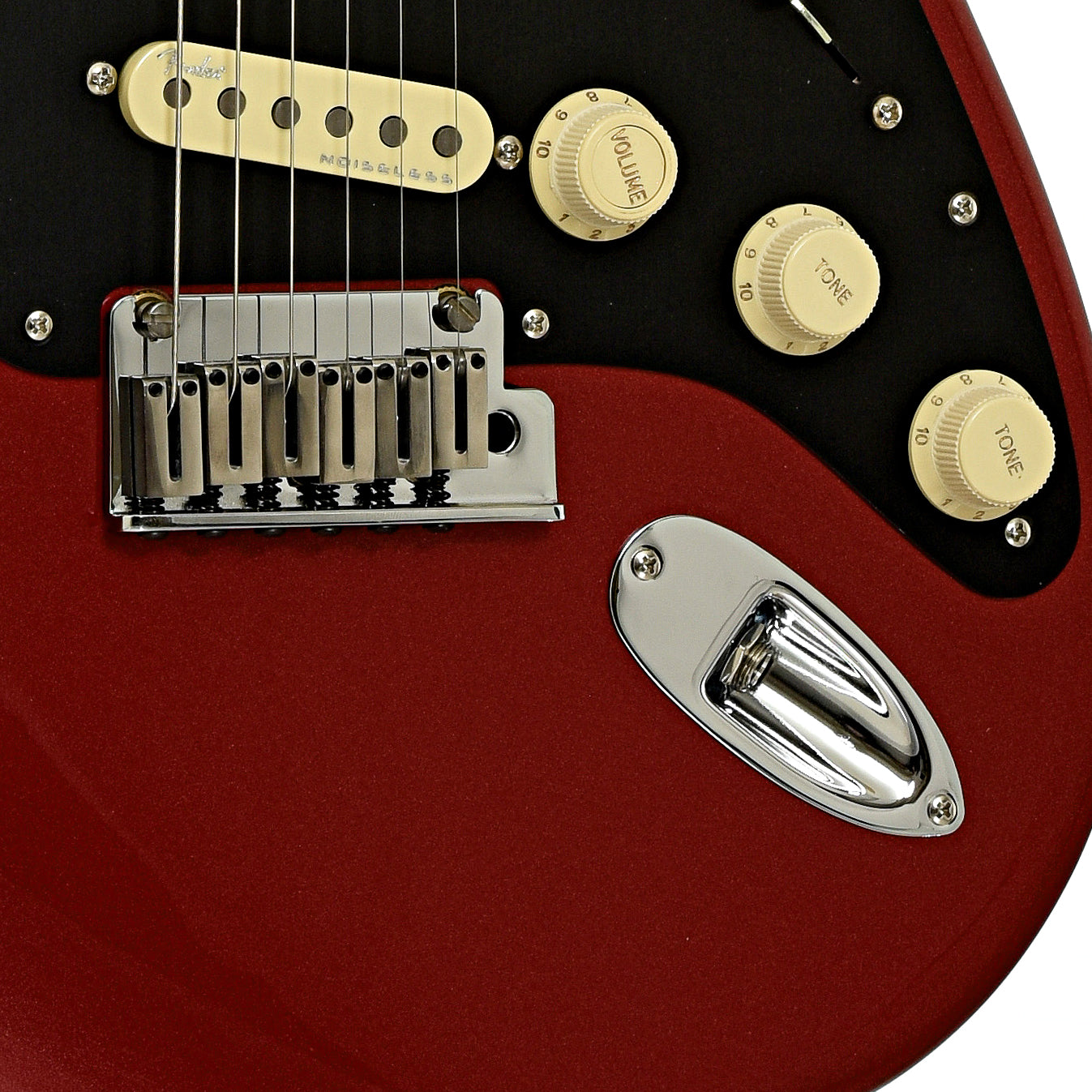 Bridge and controls of Fender American Ultra II Stratocaster Electric Guitar & Case, Sinister Red