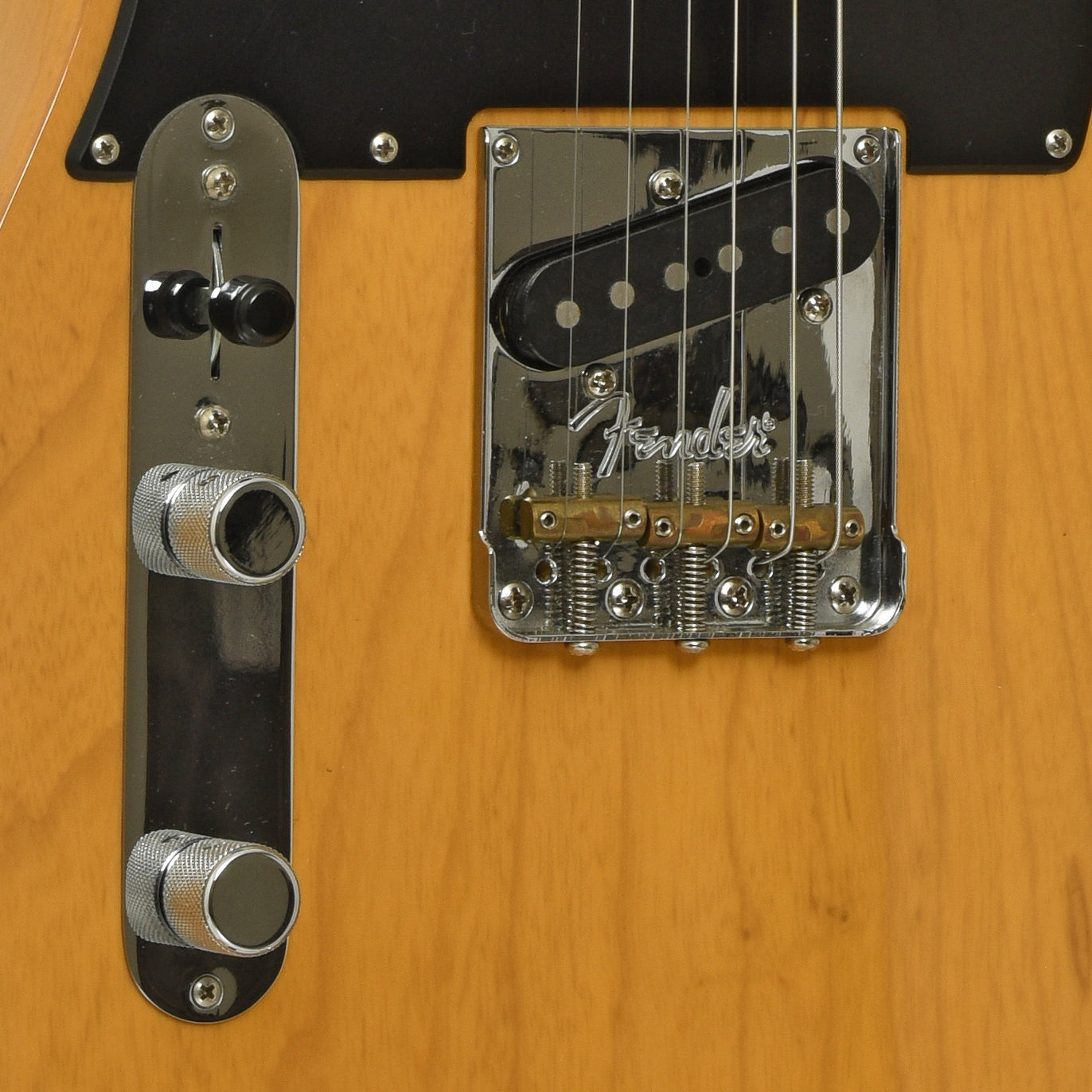 Bridge and controls of Fender American Pro Telecaster LH Electric Guitar