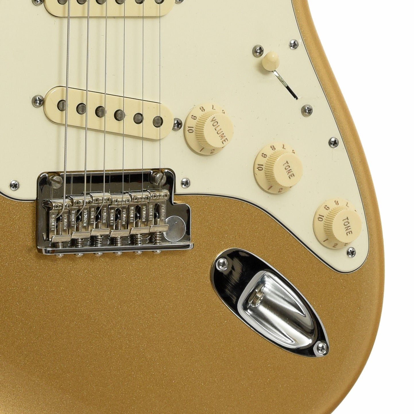 Bridge and controls of Fender FSR 60th Anniversary American Standard Stratocaster Aztec Gold Electric Guitar 