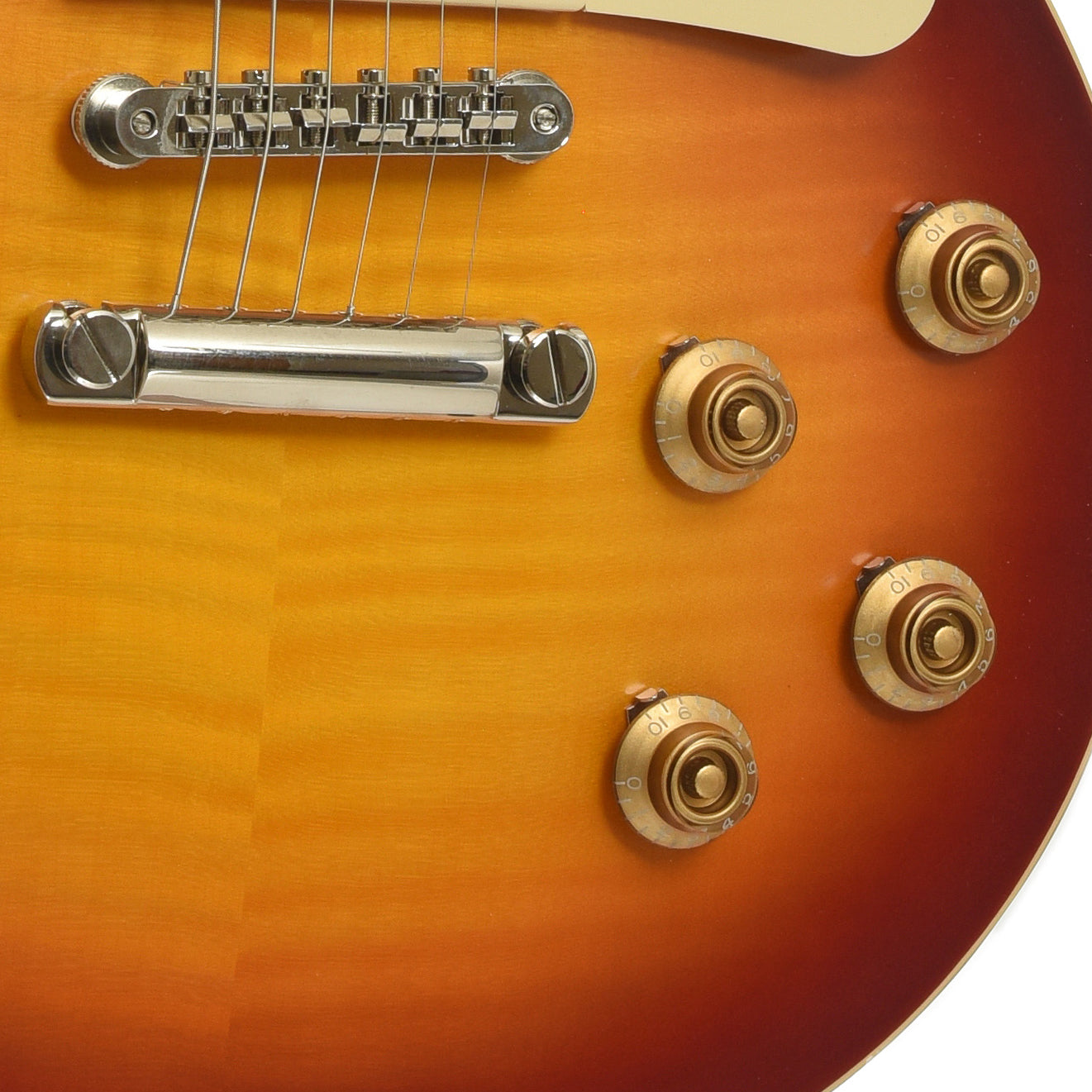 Bridge and controls of Epiphone IGC 1959 Les Paul Standard Reissue Electric Guitar 