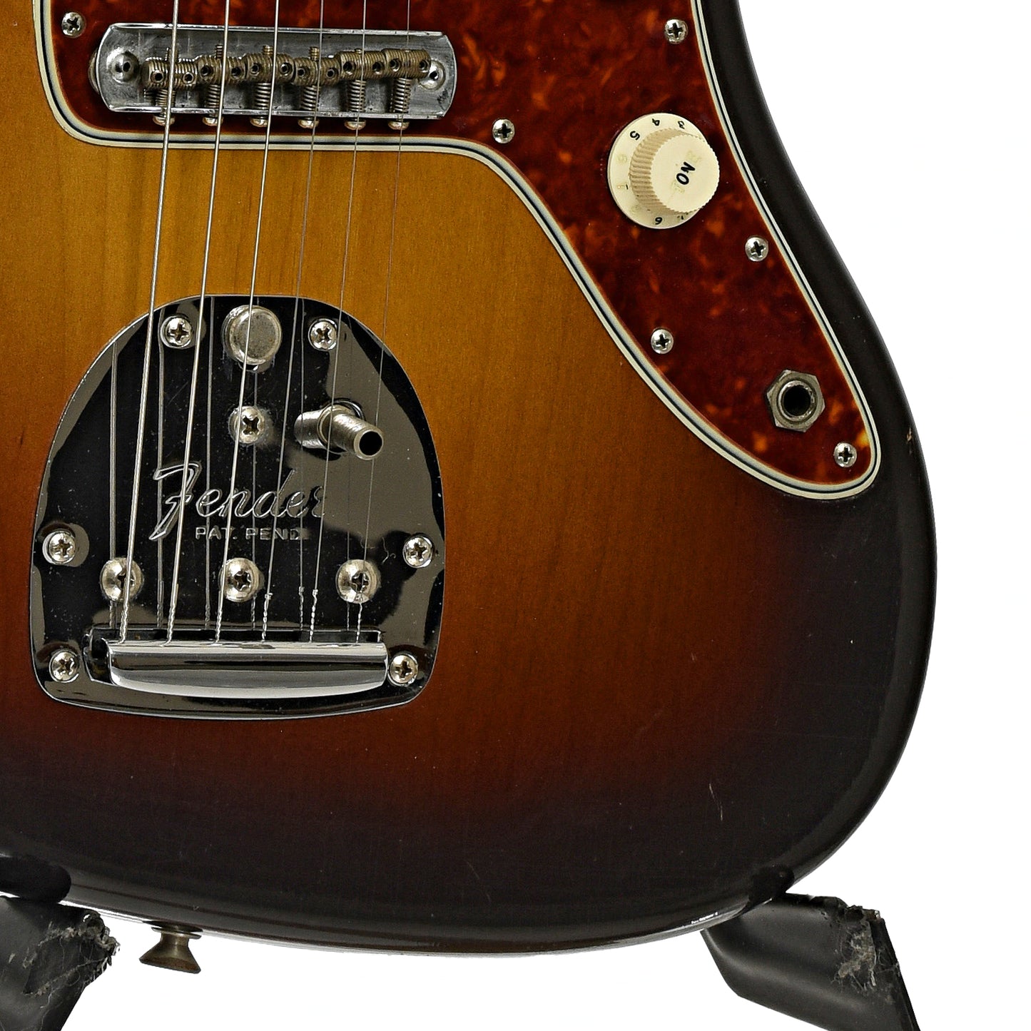 Bridge and controls of Fender Jazzmaster Electric Guitar