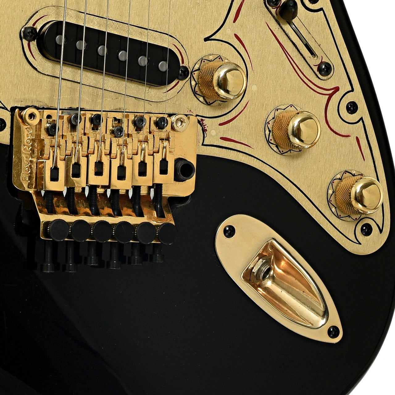 Bridge and controls of Fender American Standard Stratocaster Electric Guitar