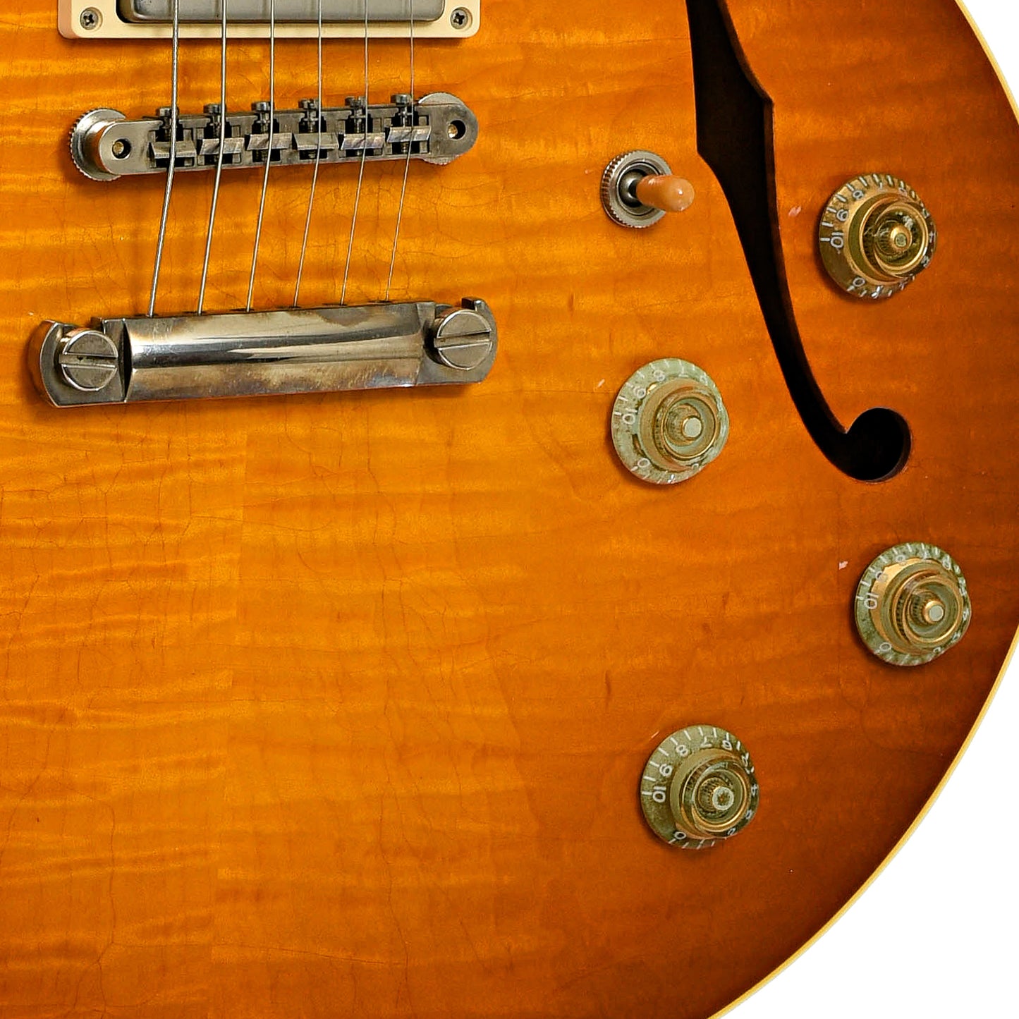 Bridge and controls of Collings I-35 Hollowbody Electric Guitar
