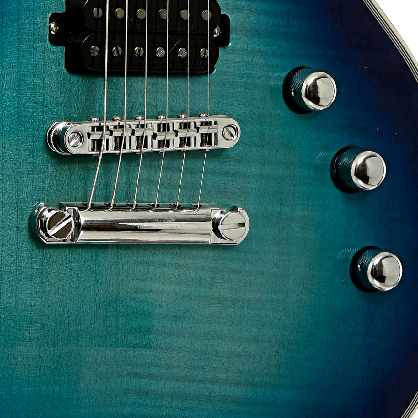 Bridge and controls of ESP LTD EC-1000T CTM Electric Guitar, Violet Shadow