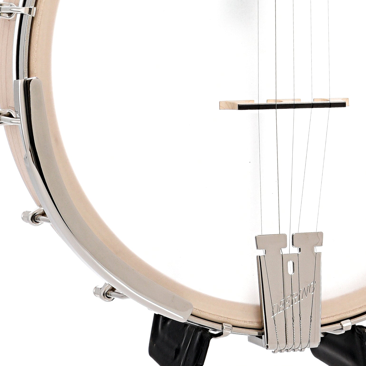 Armrest, tailpiece and bridge of Deering Goodtime Americana 12" Openback Banjo with Scooped Fretboard