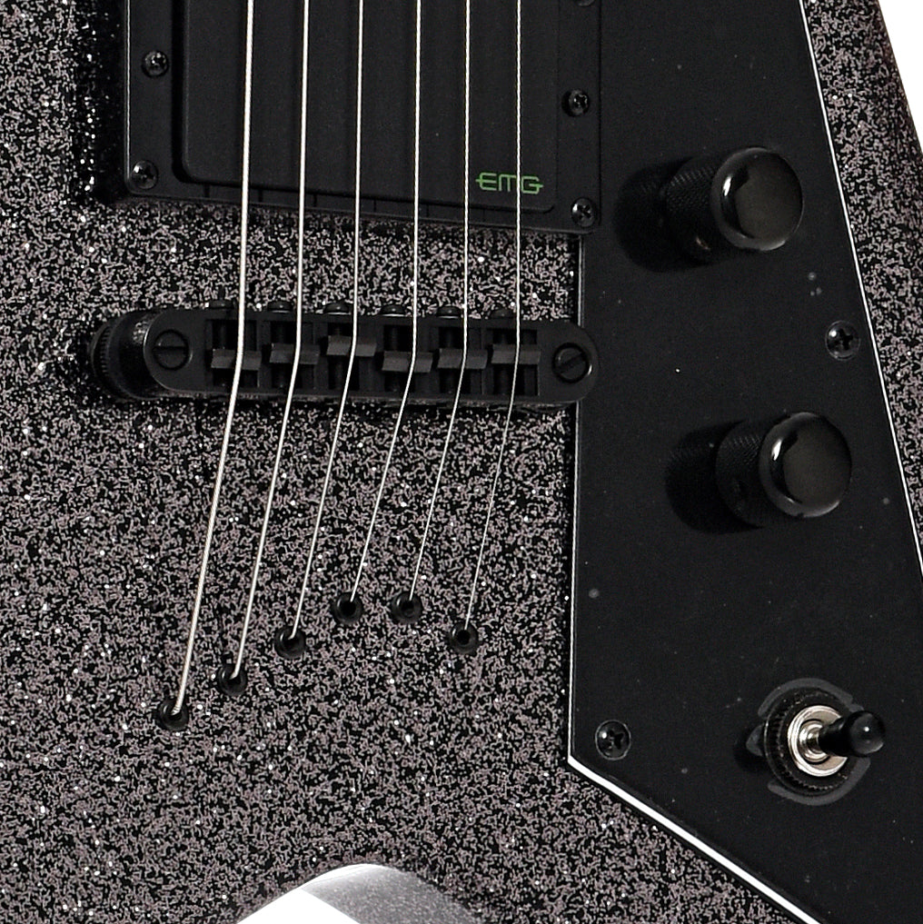 Bridge and controls of ESP LTD KH-V Electric Guitar, Black Sparkle