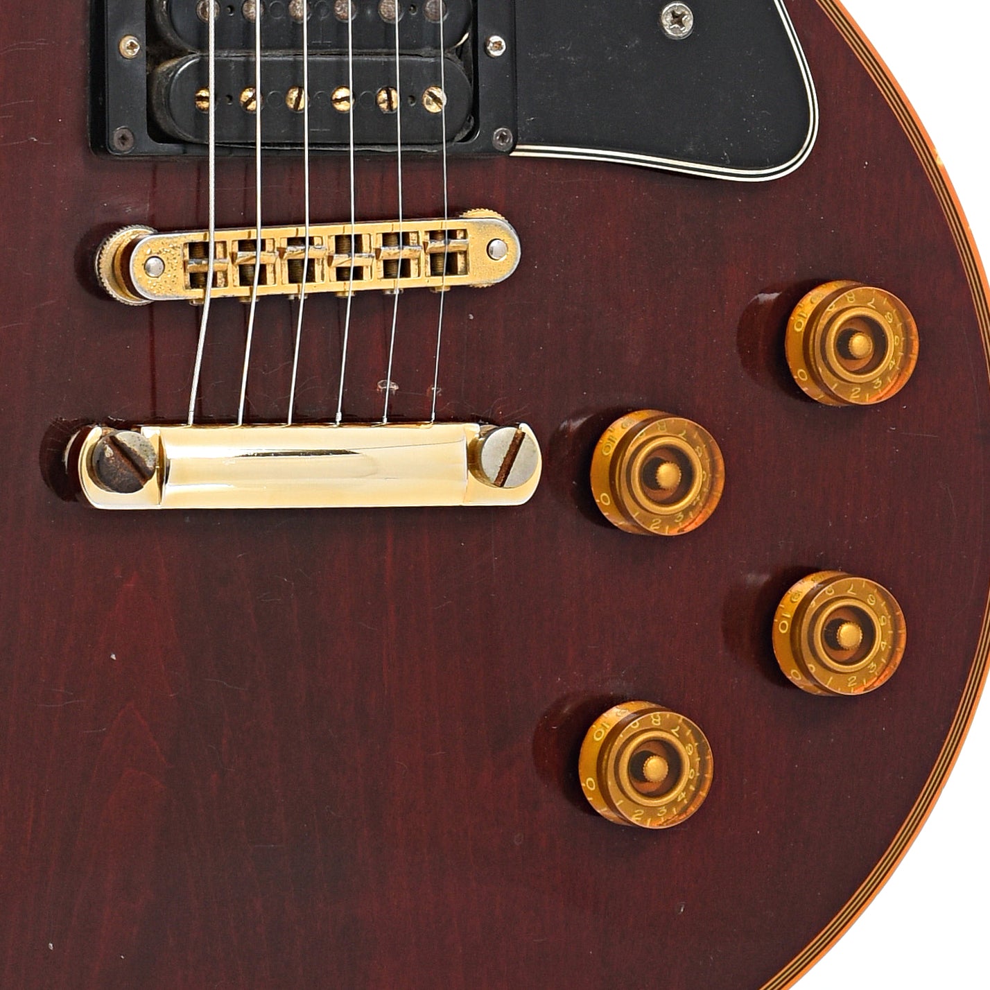 Bridge and controls of Gibson Les Paul Custom Electric Guitar (1977)