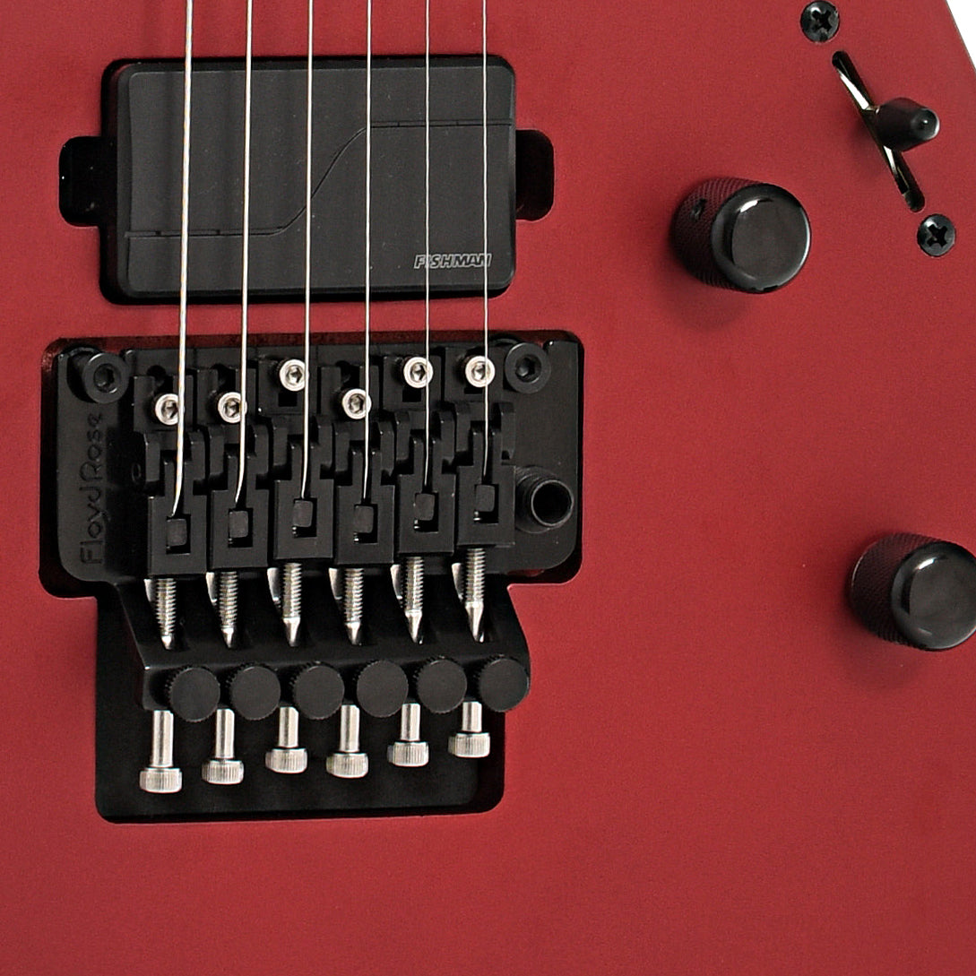 Tremolo Bridge and controls of ESP LTD M-1000 Electric Guitar, Candy Apple Red Satin