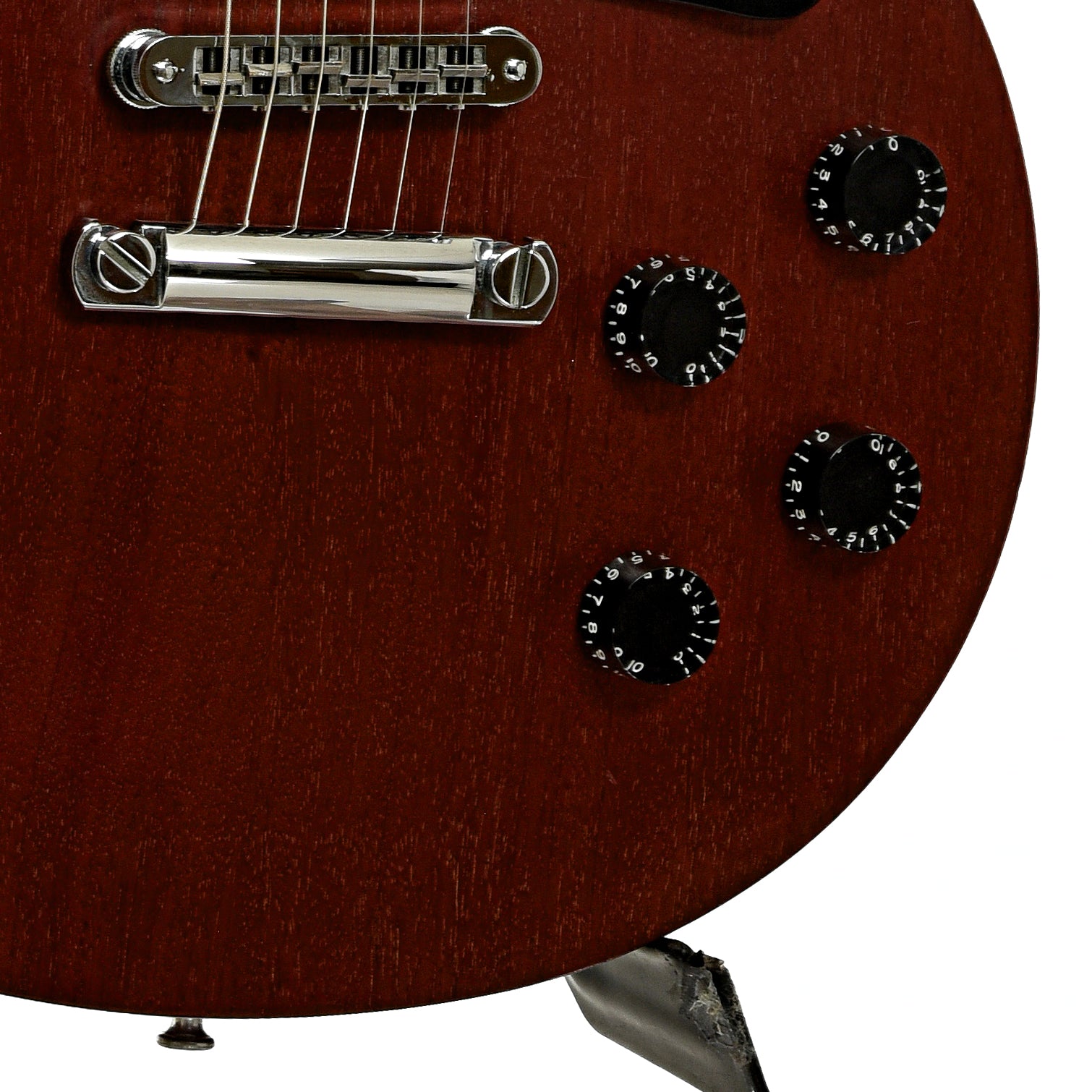 Bridge and controls of Gibson Les Paul Studio Faded Electric Guitar