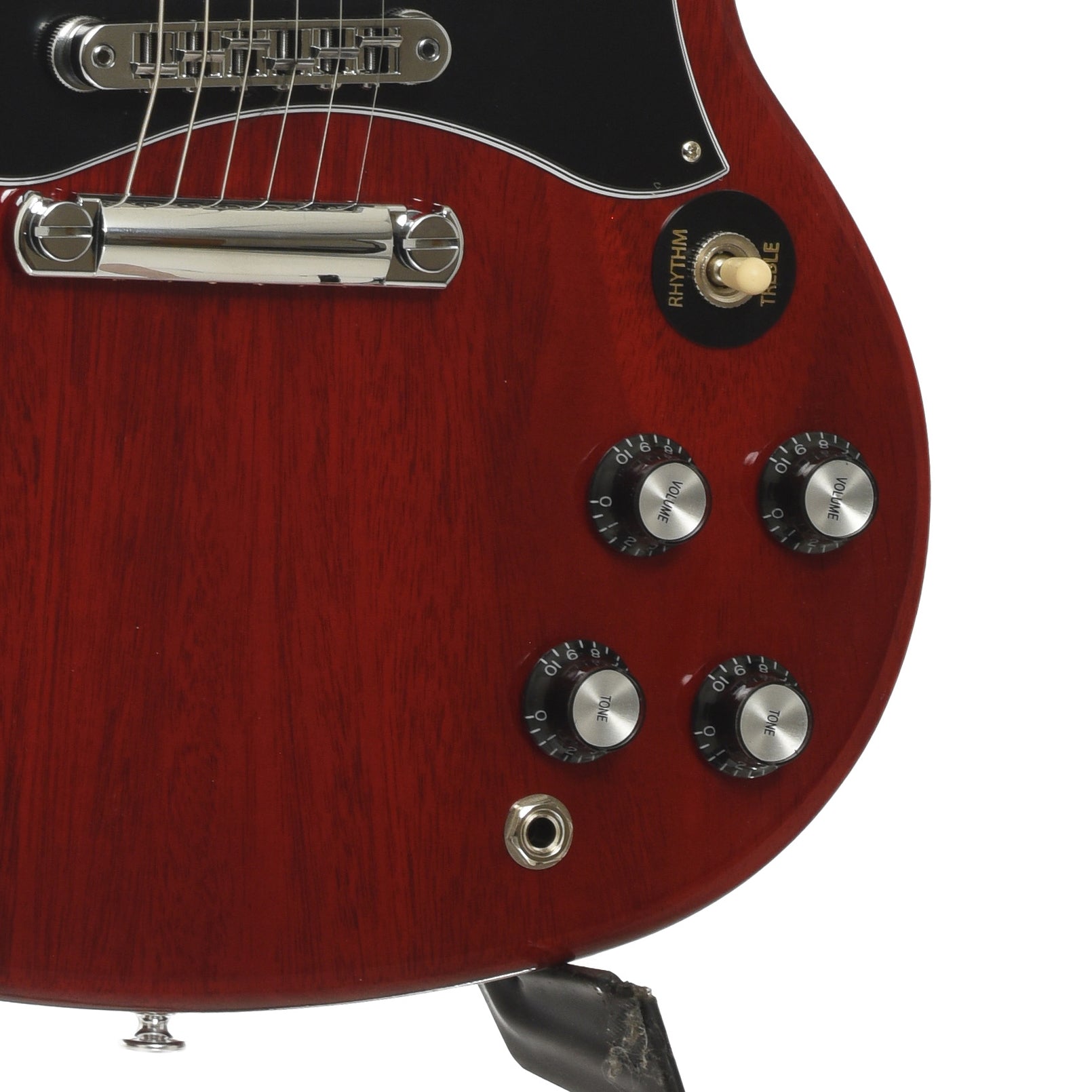 Bridge and controls of Gibson SG Standard Electric Guitar