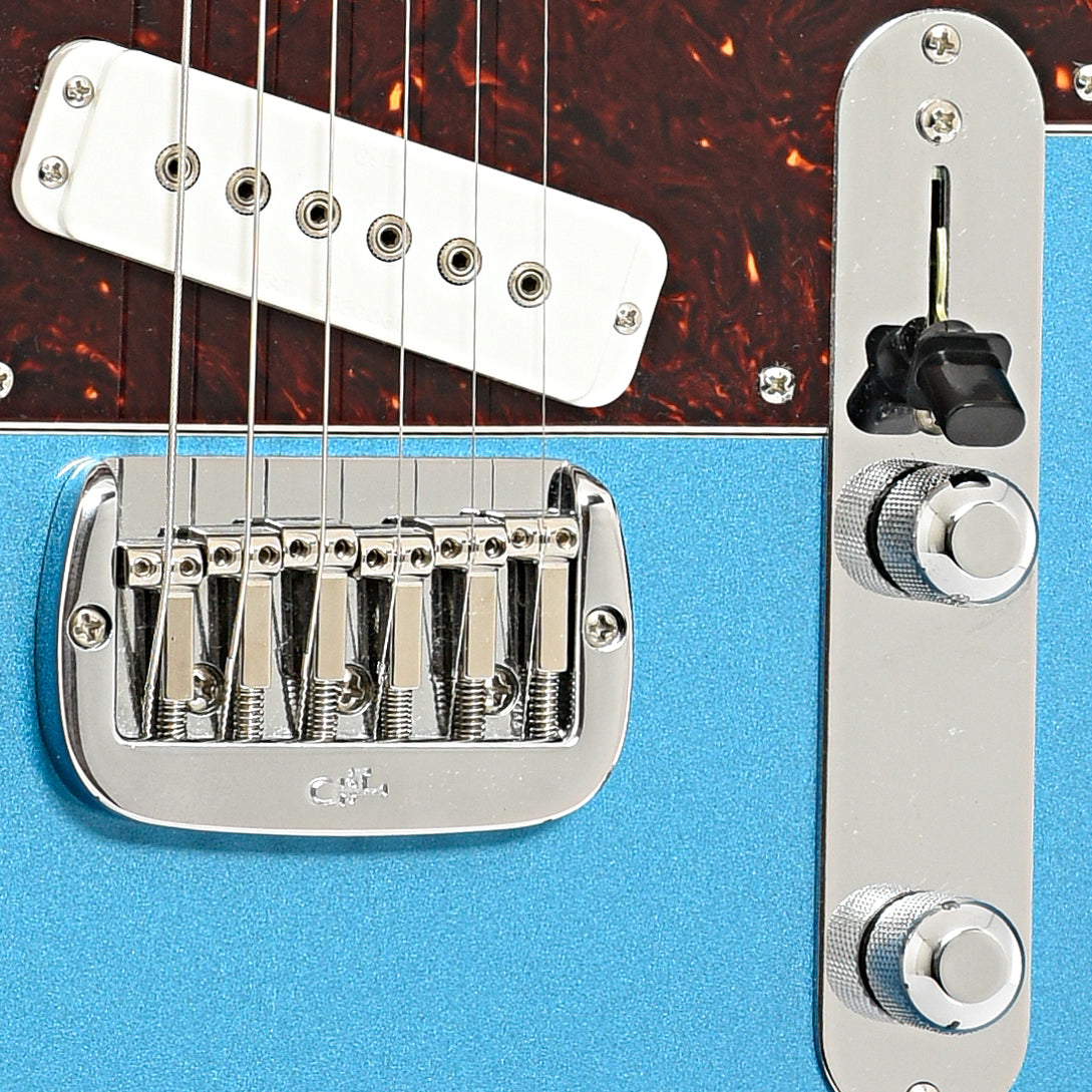 Bridge and controls of G&L ASAT Fullerton Deluxe Electric Guitar