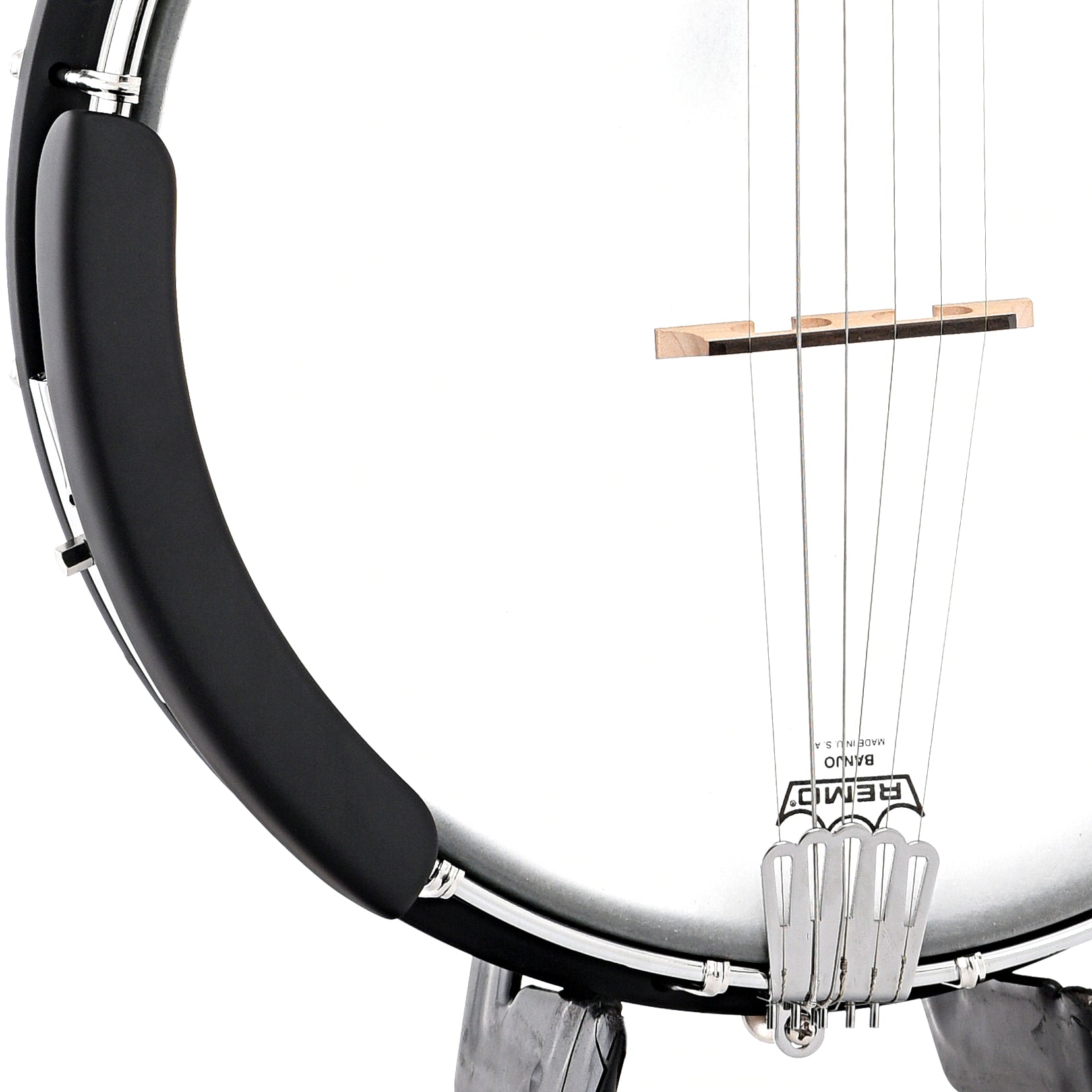 Armrest, tailpiece and bridge of Gold Tone AC-5+1 Openback Banjo