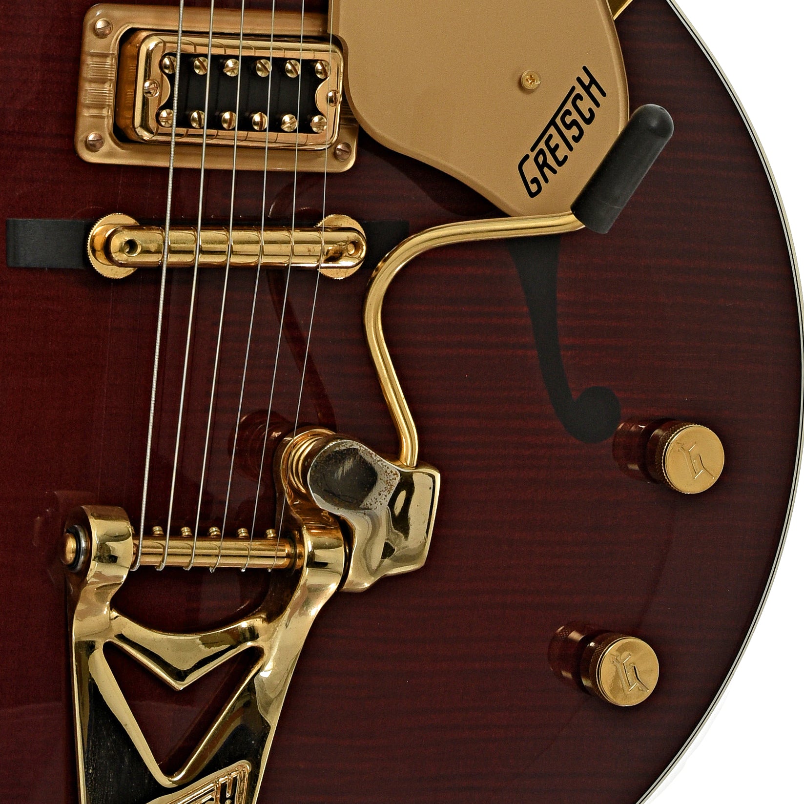 Bridge and controls of Gretsch G6122-1959 Nashville Classic Hollowbody Electric Guitar