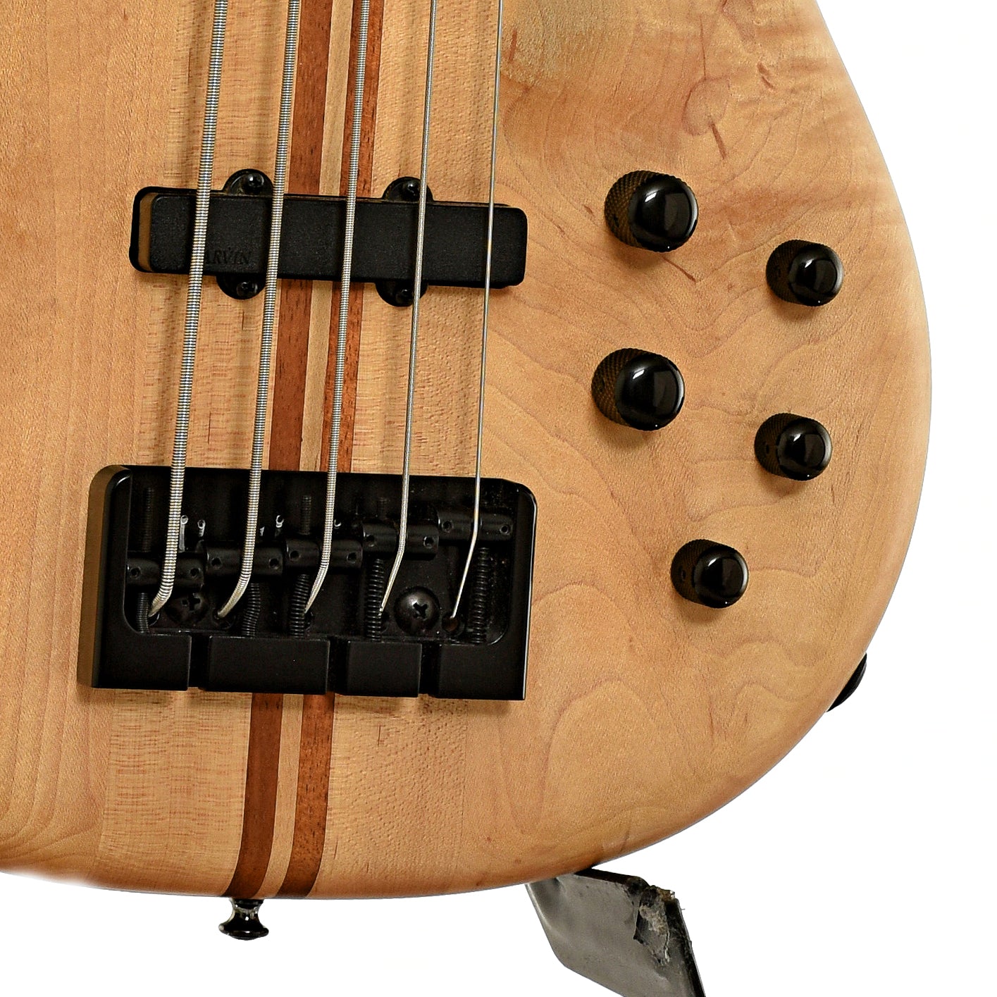 Bridge and controls of Carvin LB-75  5-String Electric Bass 