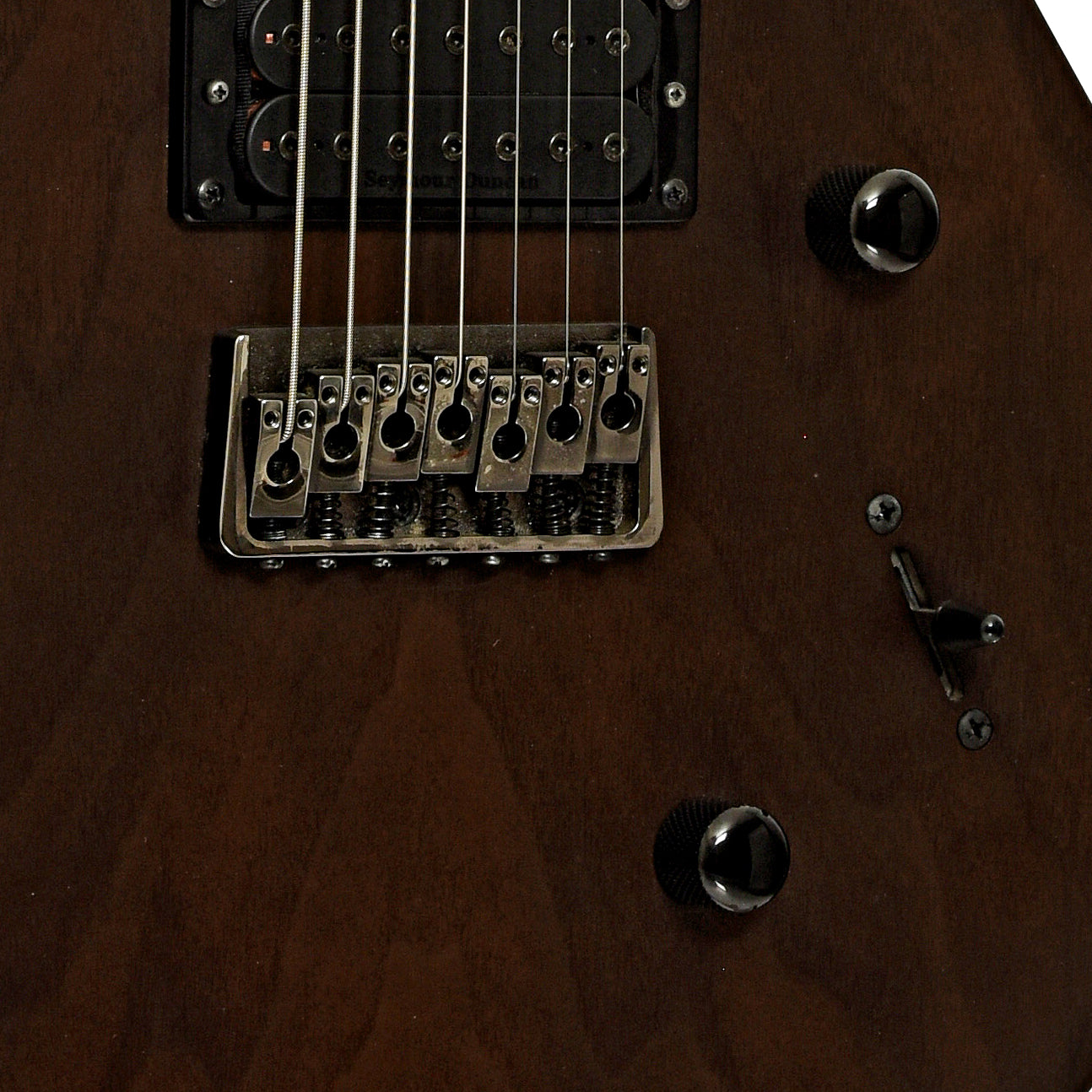 Bridge and controls of PRS SE Mark Holcomb 7-String Electric Guitar