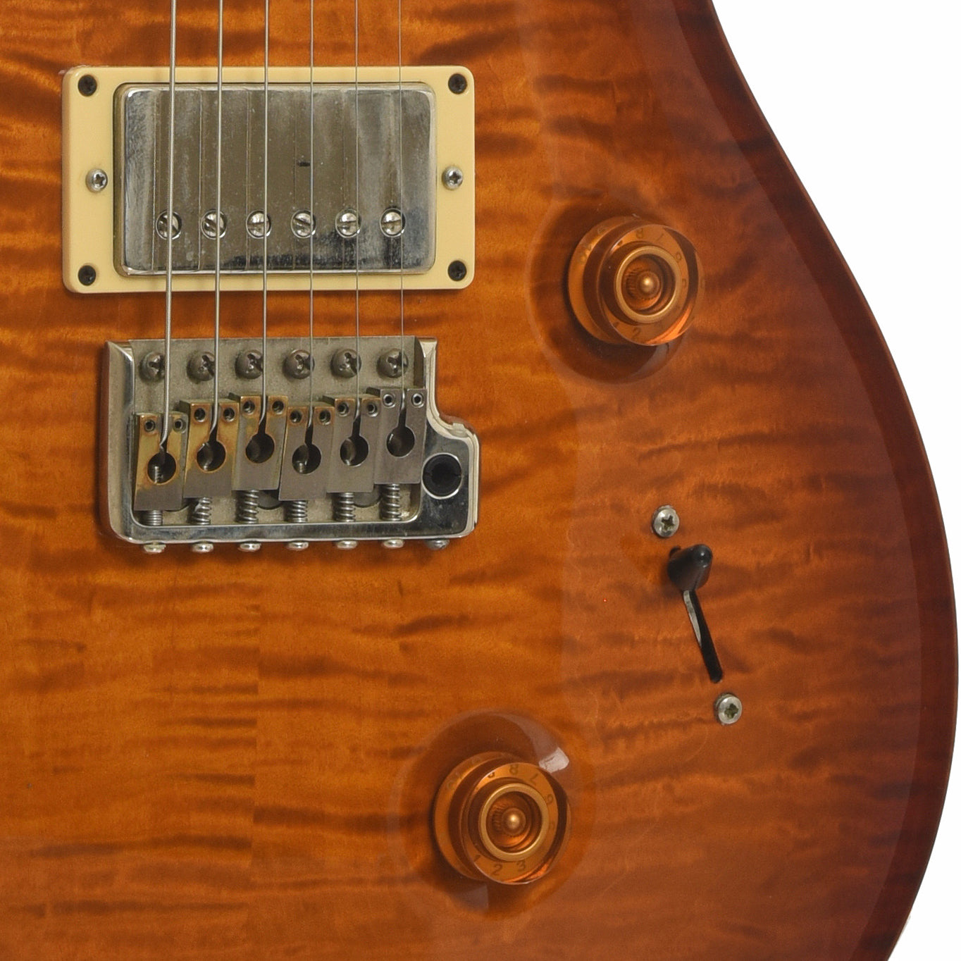 Bridge and controls of PRS Johnny Hiland Signature Electric Guitar