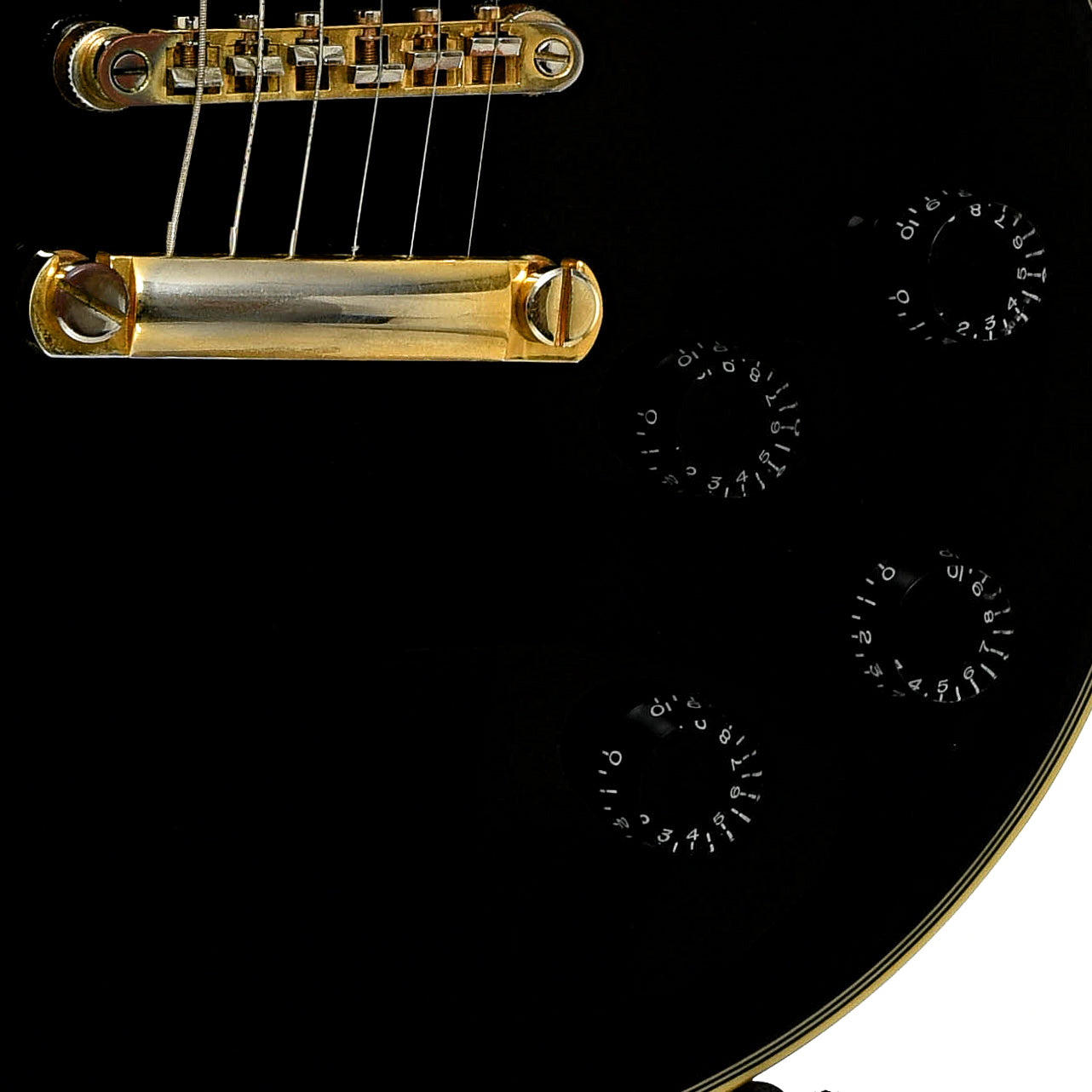 Bridge and controls of Epiphone Les Paul Custom Pro Electric Guitar