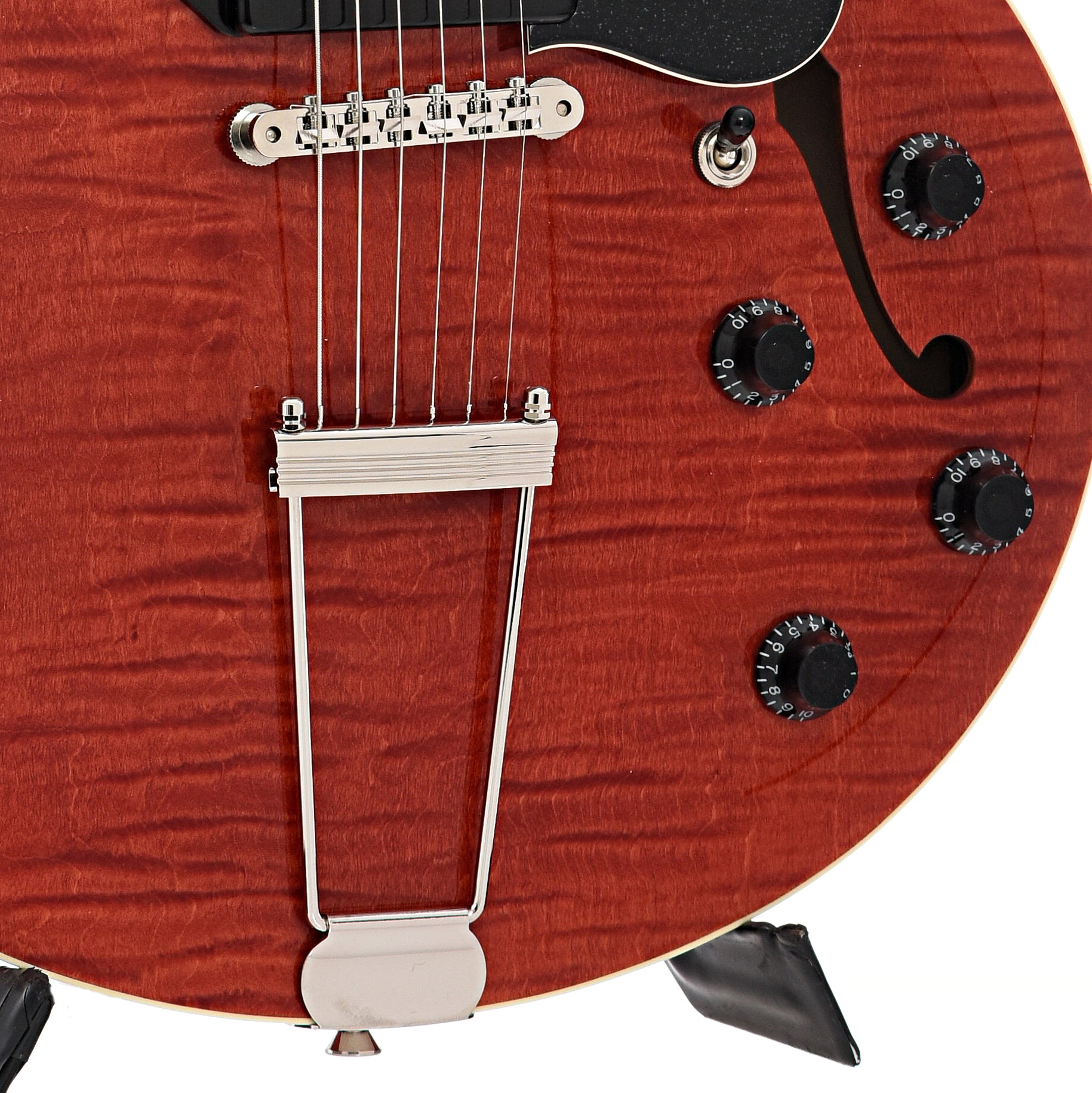 Tailpiece, bridge  and controls of Collings I-30 LC Full Hollow Electric Guitar Faded Cherry