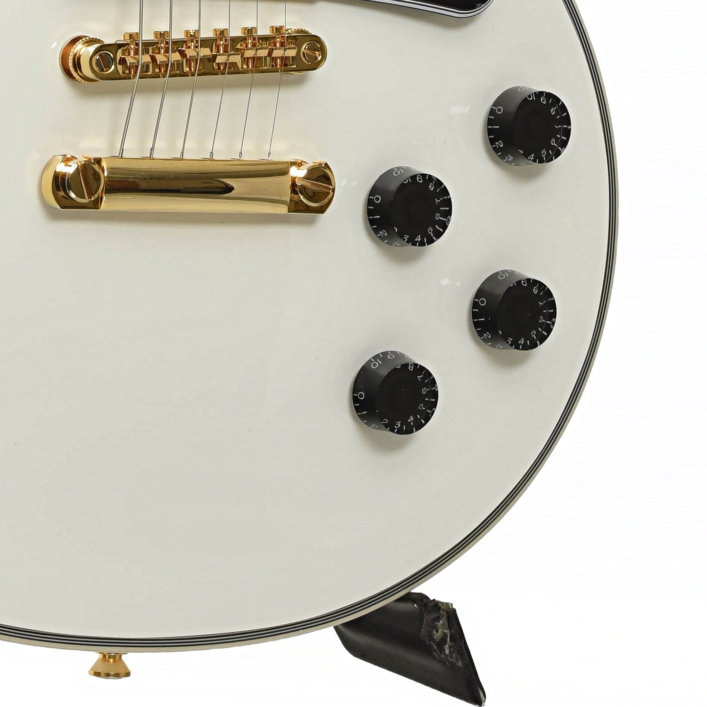 Bridge and controls of Epiphone IGC Les Paul Custom Electric Guitar