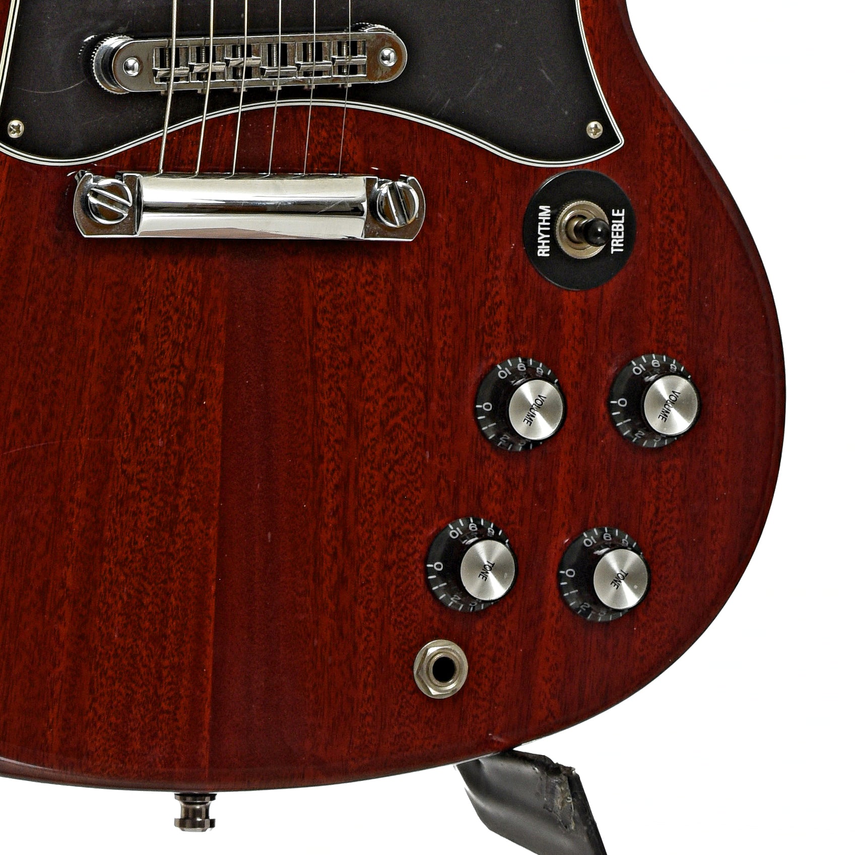 Bridge and controls of Gibson SG Classic Electric Guitar