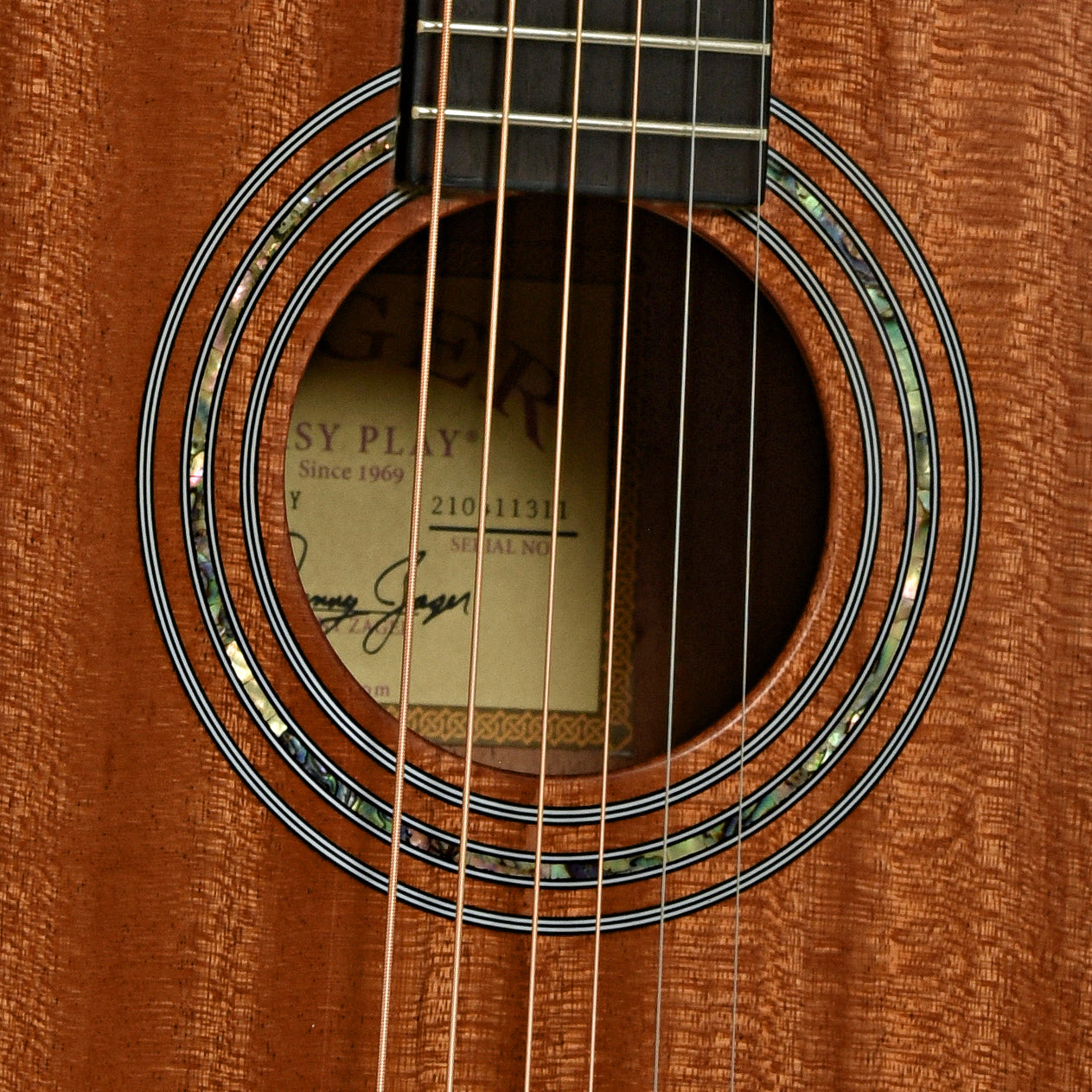 Soundhole of Zager Travel Acoustic Guitar