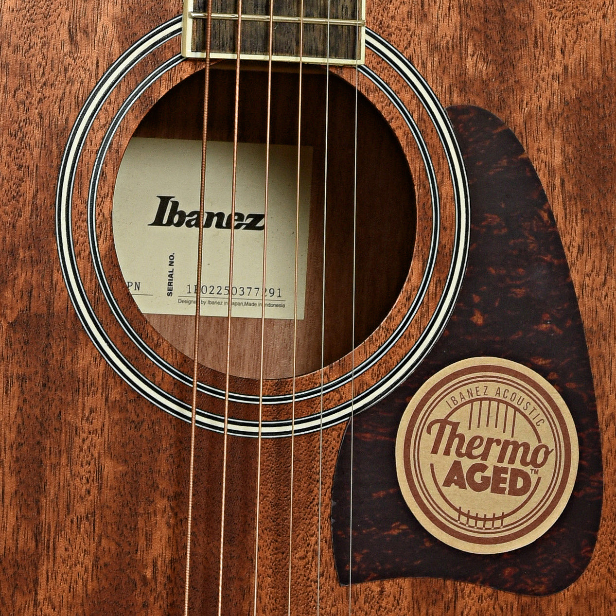 Soundhole of Ibanez AC340 Artwood Acoustic Guitar, Open Pore Natural