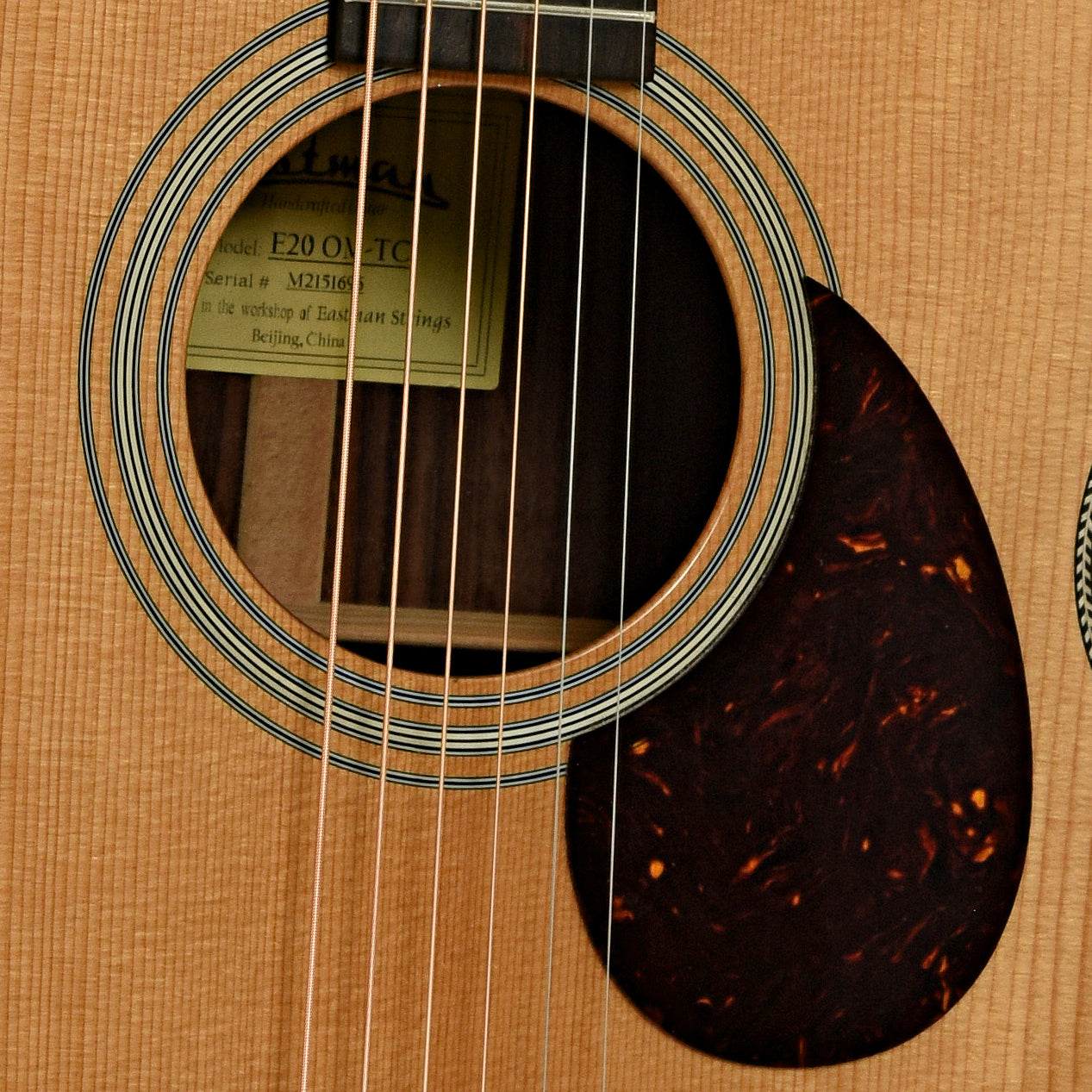 Soundhole of Eastman E20 OM-TC Acoustic Guitar