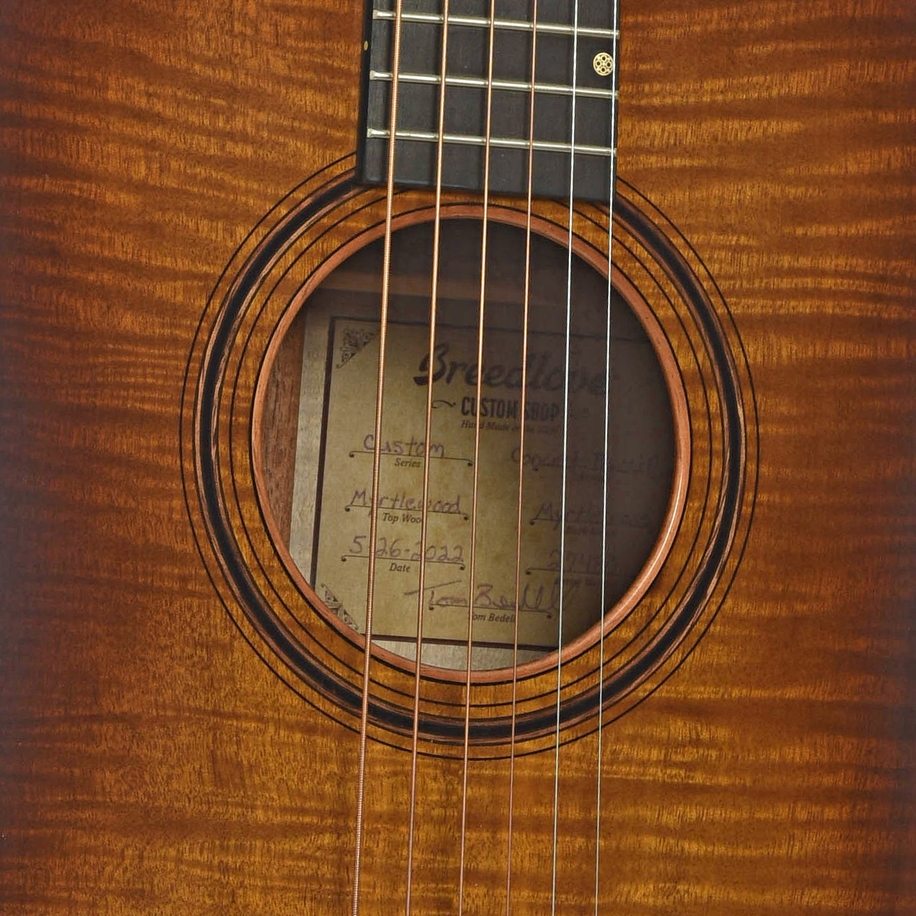 Soundhole of Breedlove Elderly 50th Anniversary Custom Concerto Acoustic Guitar 